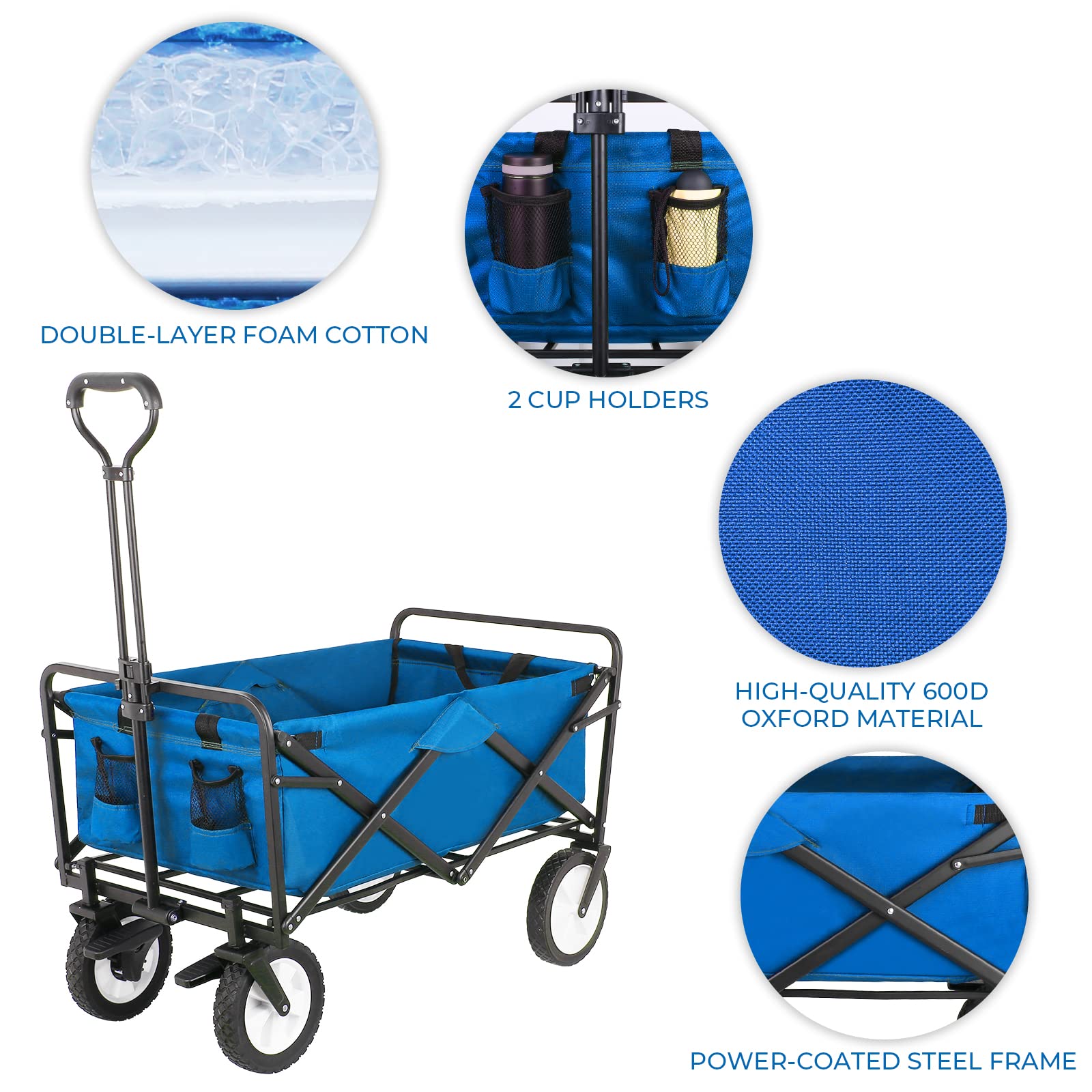 **Arlopu Collapsible Folding Wagon Cart - Heavy-Duty 7.8