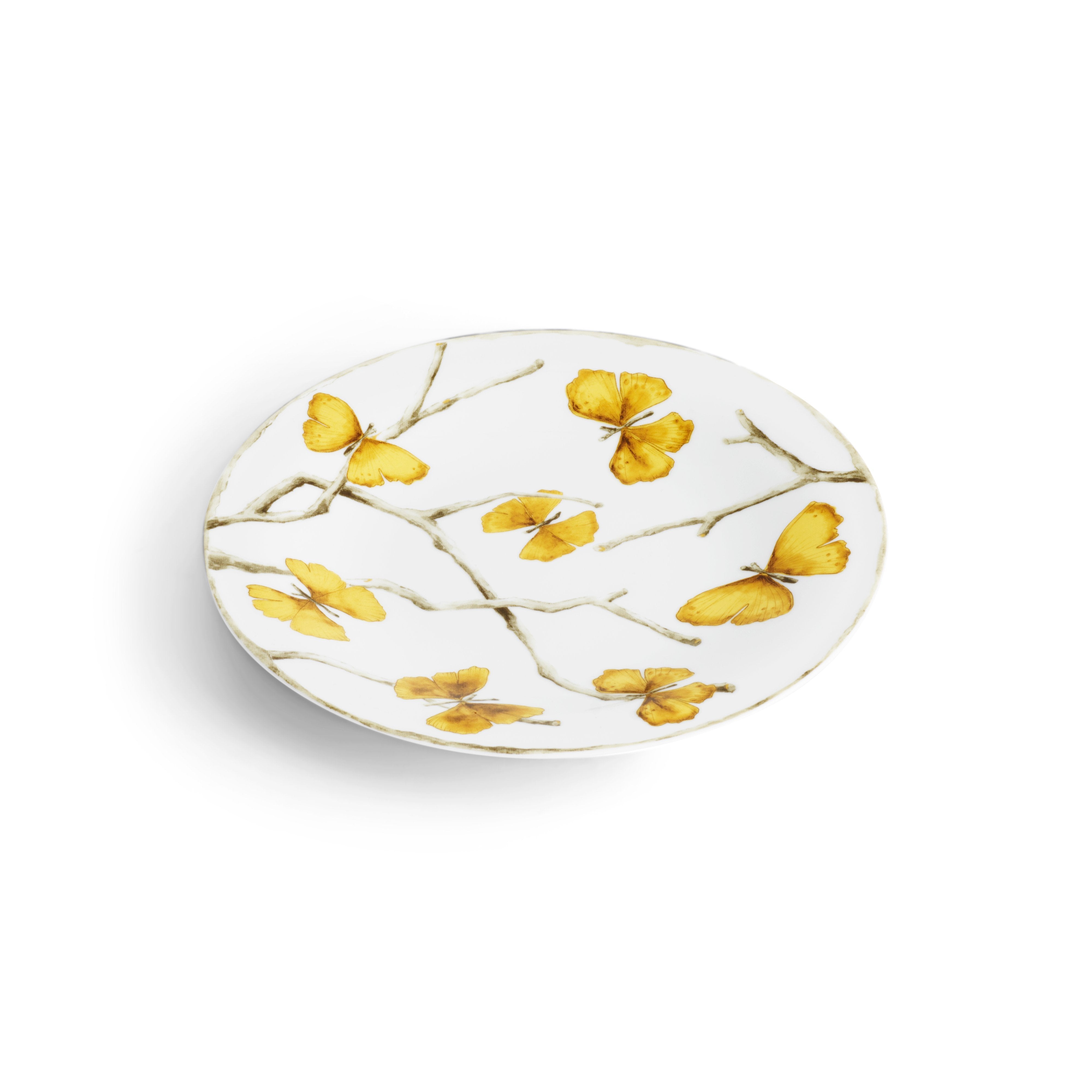 Butterfly Ginkgo Gold Dinnerware Set - Elegant Porcelain Plates, Bowls & Cups for Fine Dining, Wedding, and Special Occasions