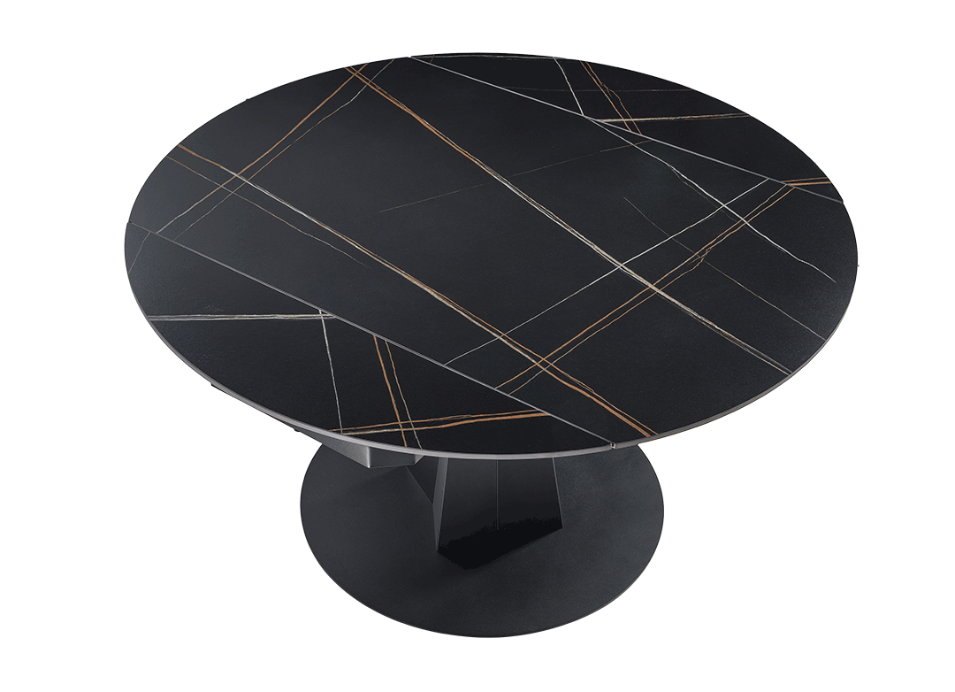 Amelia 33-53 Inch Round Extendable Dining Table in Black & White - Perfect for Small Spaces, Family Dinners & Entertaining Guests