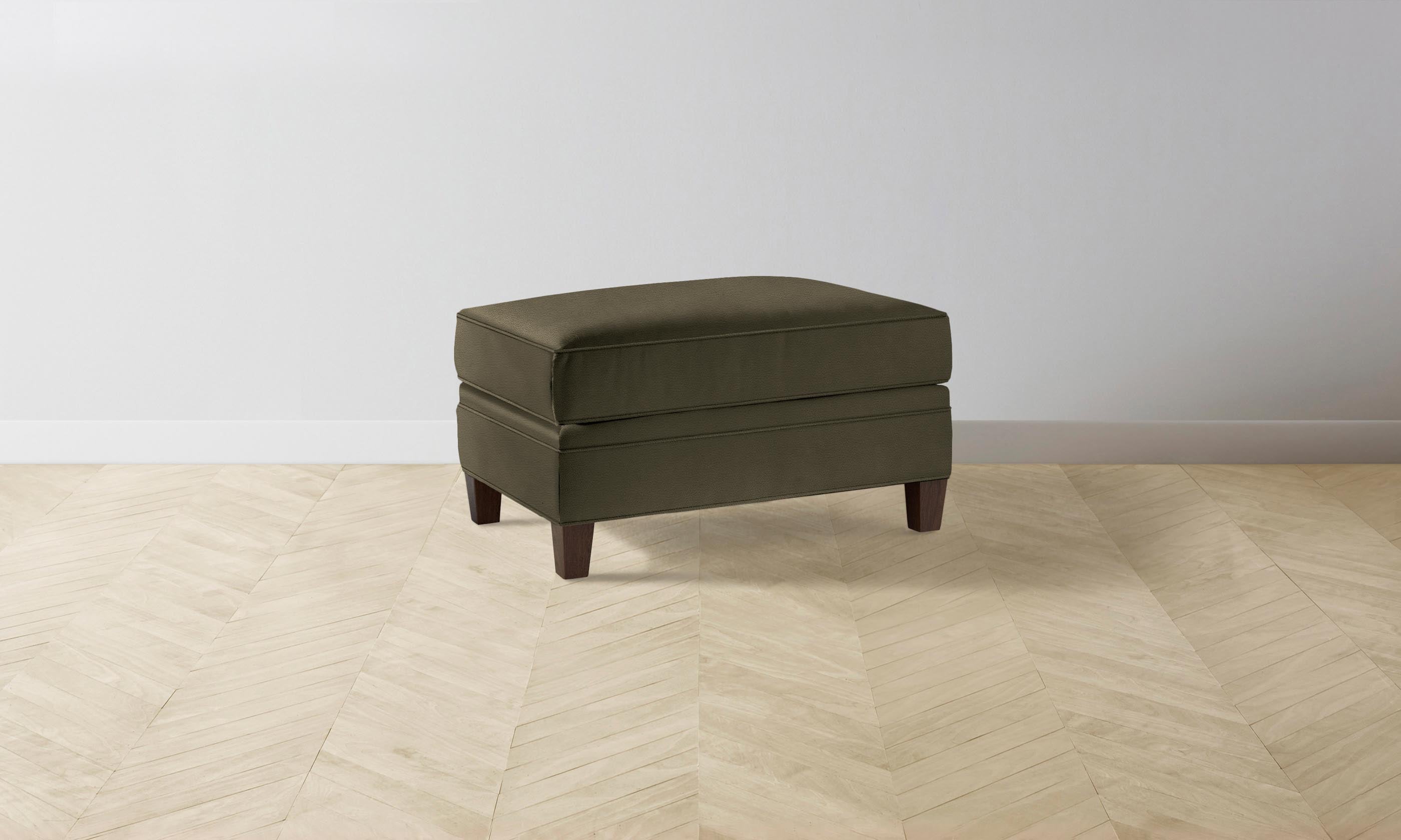 Carmine Ottoman with Pebbled Leather in Truffle Color - Stylish Footrest & Accent Chair for Living Room, Bedroom, or Office