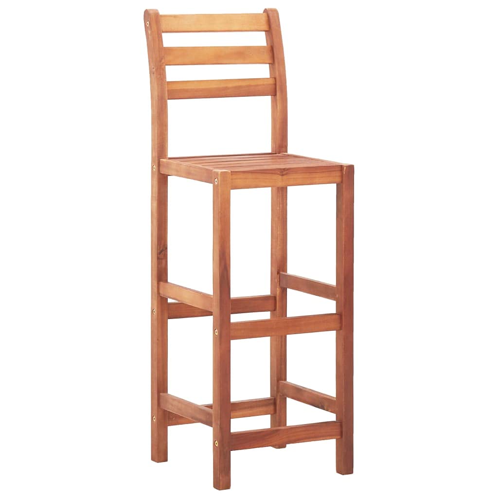 4-Piece Wooden Bar Stools Set - Solid Acacia Wood Rustic Kitchen & Dining Stools for Counter Height - Perfect for Home Bar, Kitchen Island, and Living Room Furniture