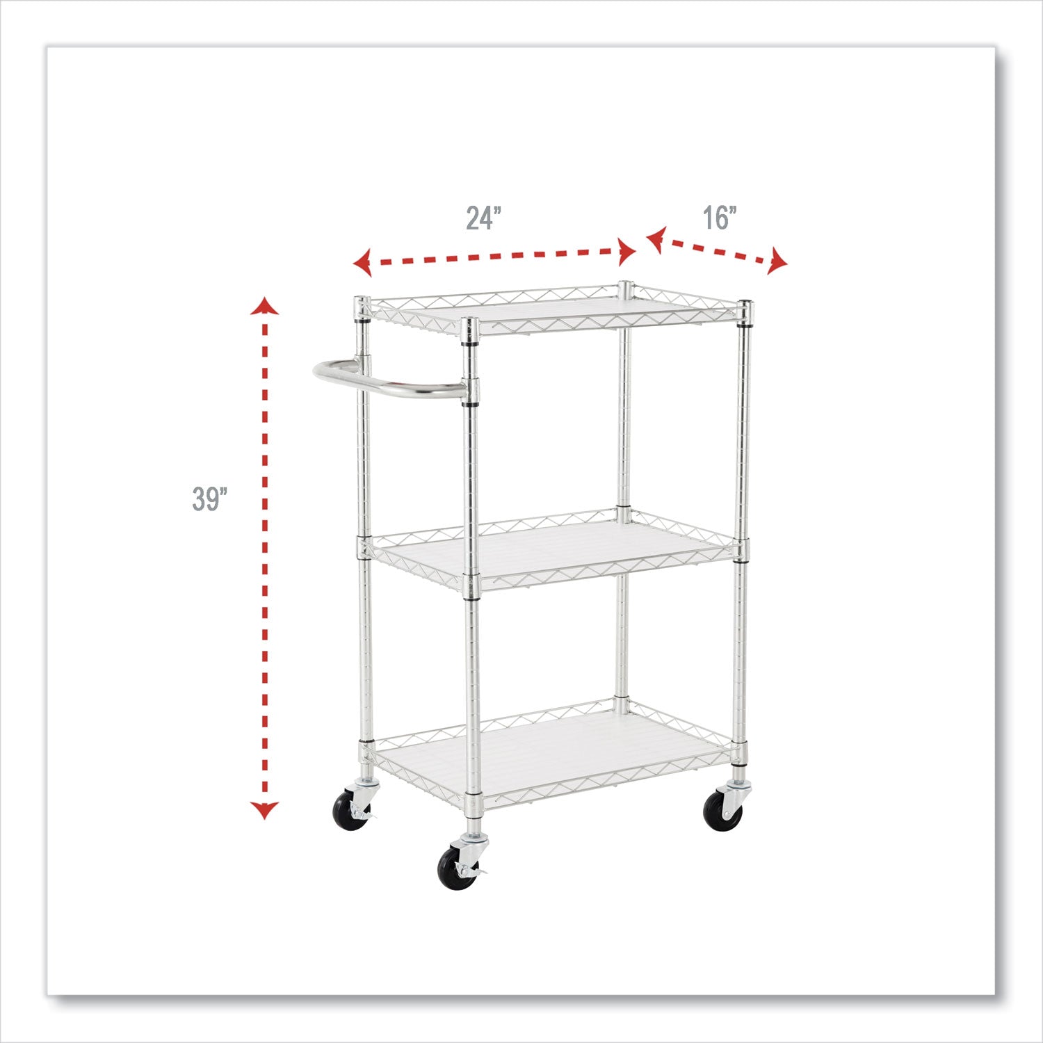 Alera® 3-Tier Heavy Duty Wire Utility Cart with Removable Liners, 450 lb Capacity, 24