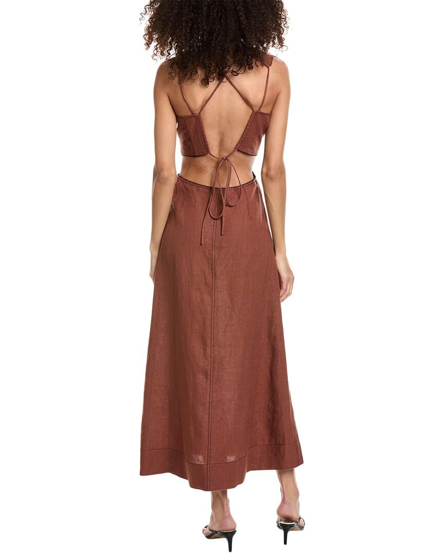 Ganni Cutout Waist Maxi Dress - Women's Elegant Flowy Long Dress for Summer, Beach, and Special Occasions | Perfect for Weddings, Vacations, and Evening Parties
