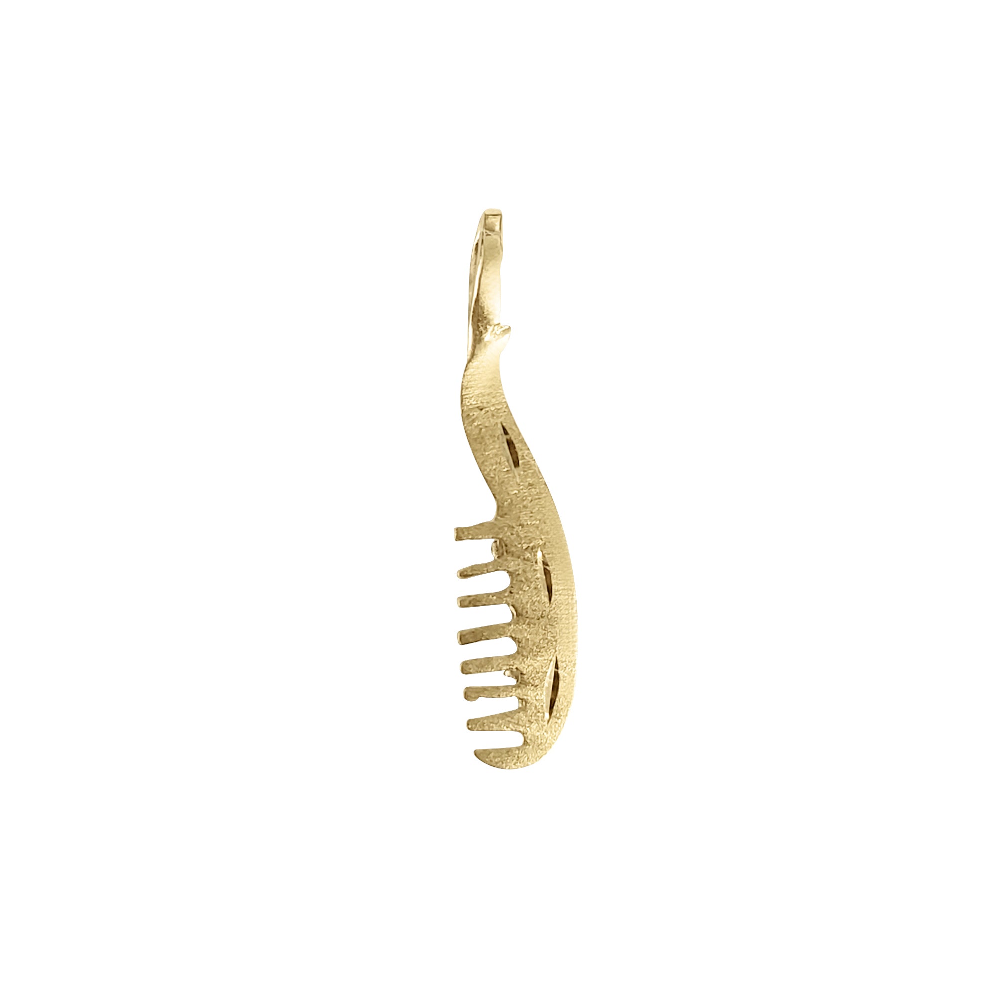 14k Yellow Gold Comb with Diamond Cuts Charm - Elegant Hair Accessory for Weddings, Prom & Special Occasions