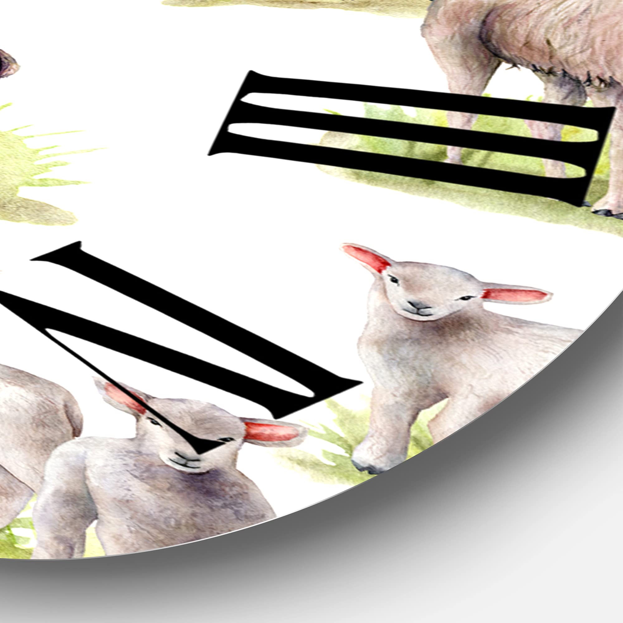 Farmhouse Wall Clock - 'Lamas and Lambs On A Green Meadow' Large Rustic Wall Decor for Living Room, Bedroom & Kitchen | Perfect for Home, Office & Cabin Decor