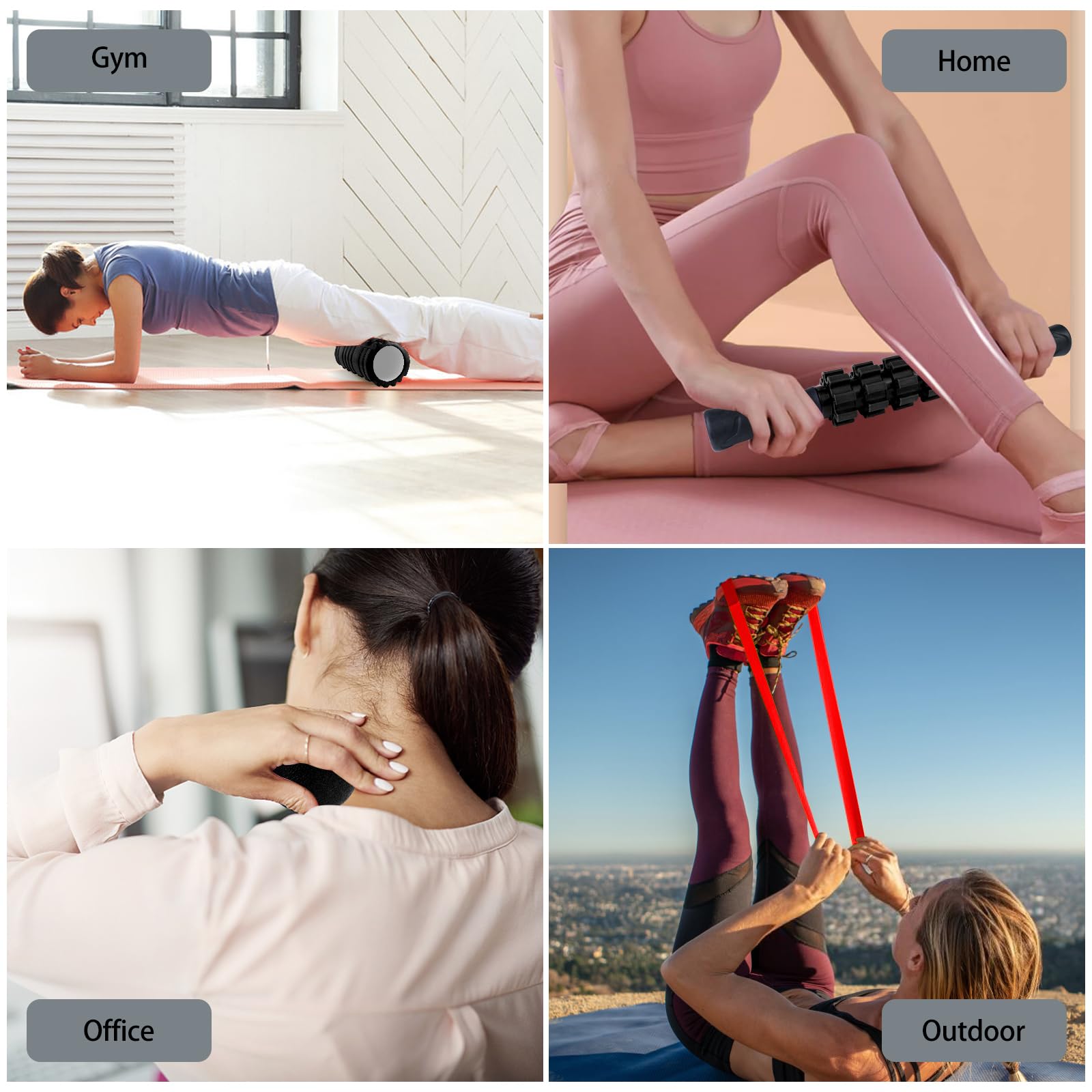 5-in-1 Foam Roller Set for Deep Tissue Massage - Trigger Point Roller, Massage Stick, Therapy Ball & Resistance Band - Perfect for Yoga, Pilates, Workout Recovery & Full Body Muscle Relief - Home Gym & Sports Recovery Essential