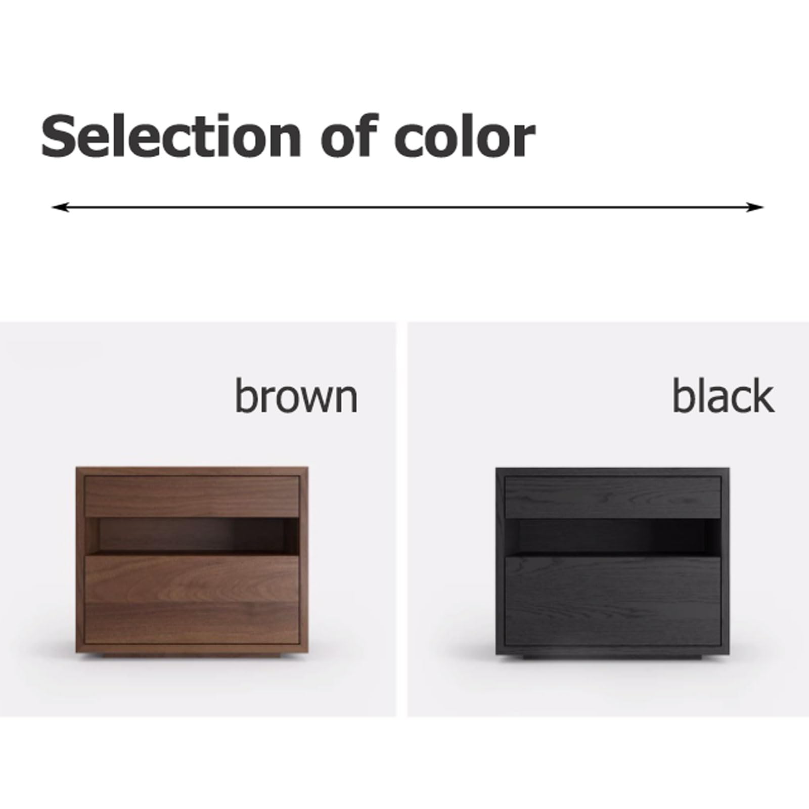 SOBOUR Minimalist Wood Nightstand with 2 Drawers - Slim Rectangular Bedside Table for Bedroom, Living Room & Office - Modern Storage Dresser for Small Spaces, Books, Lamps & Bedroom Essentials