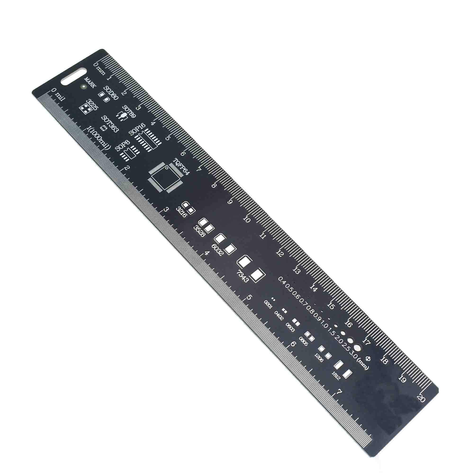 20cm PCB Reference Ruler v2 - 8 Units for Arduino & Electronics Engineers | Precision Measurement Tool for Circuit Board Design, DIY Projects & Prototyping