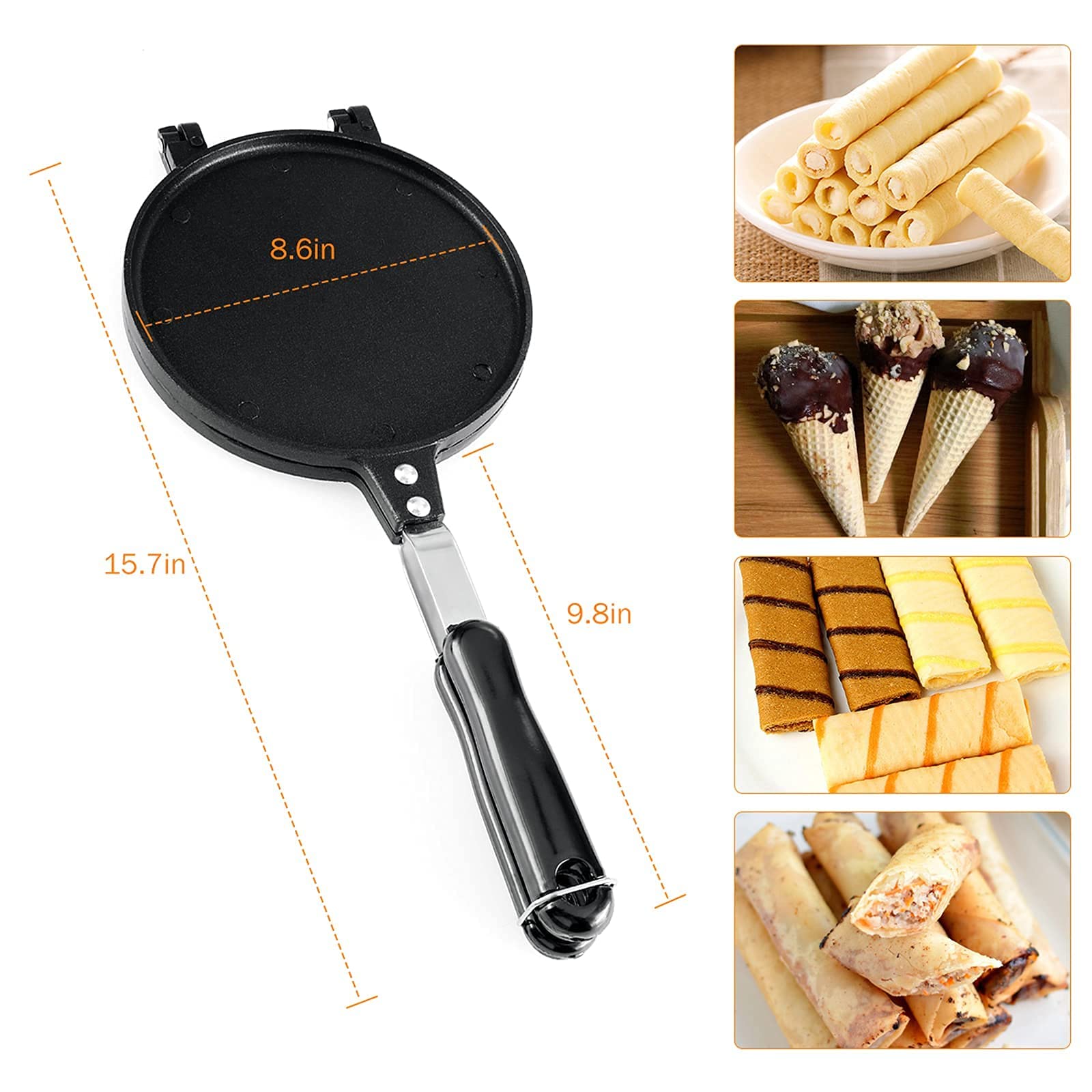 Dyna-Living Commercial Waffle Cone Maker Machine - 6.7/8.6 Inch Egg Roll Mold for Homemade Ice Cream Cones, Perfect for Bakeries, Ice Cream Shops & Home Use