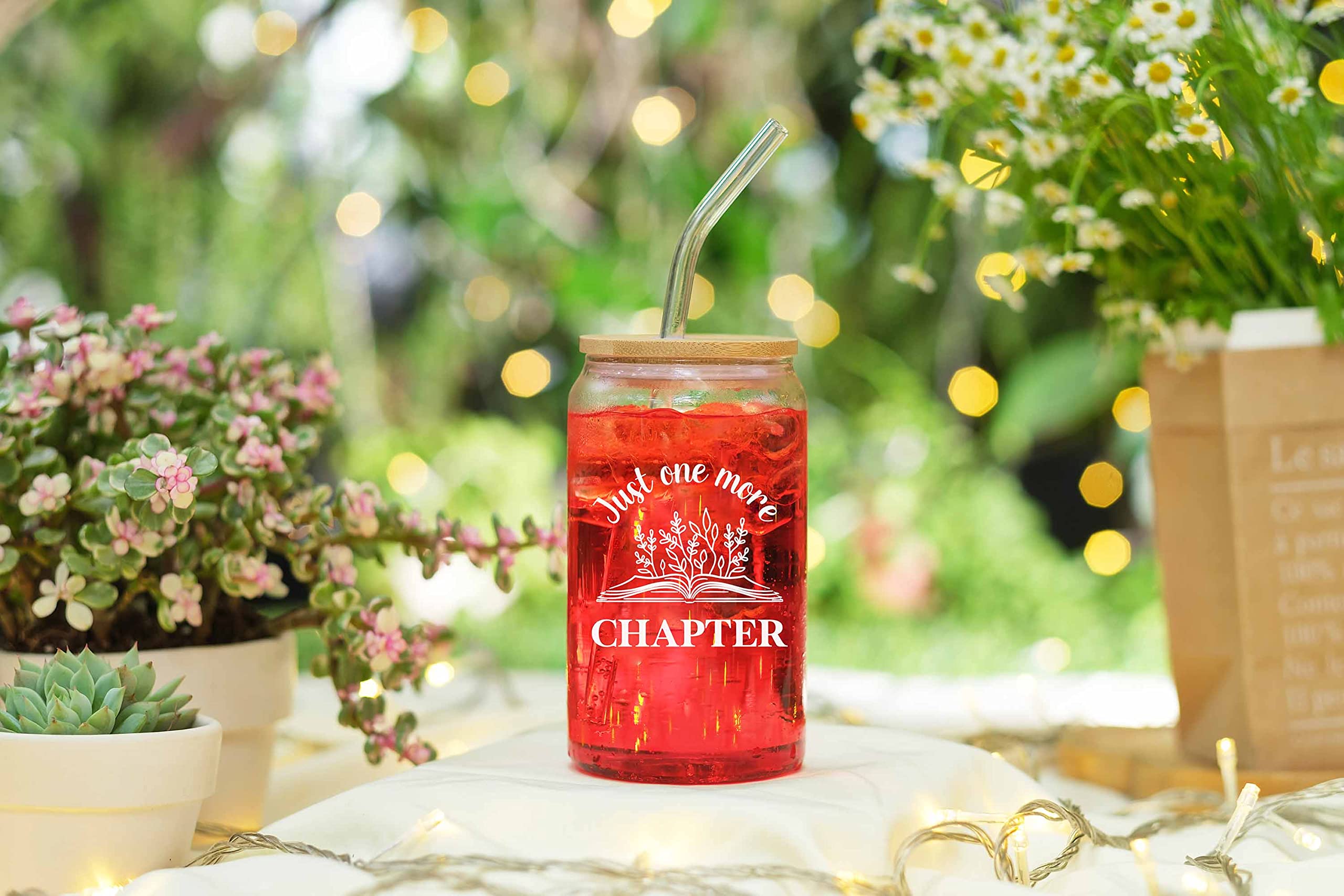 NewEleven Gifts For Book Lovers - 16 Oz Coffee Glass - Perfect Birthday Gift for Women, Her, Best Friend, Librarians, Bookaholics, Bookworms - Ideal for Reading Nooks, Book Clubs, and Cozy Evenings