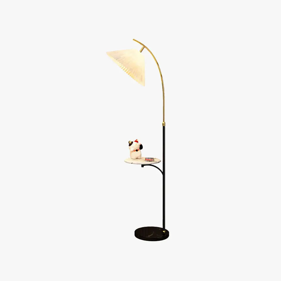 Modern Arched Floor Lamp with Small Table - Adjustable Standing Light for Living Room, Bedroom & Office - Dimmable LED Reading Light with Side Table & USB Charging Port