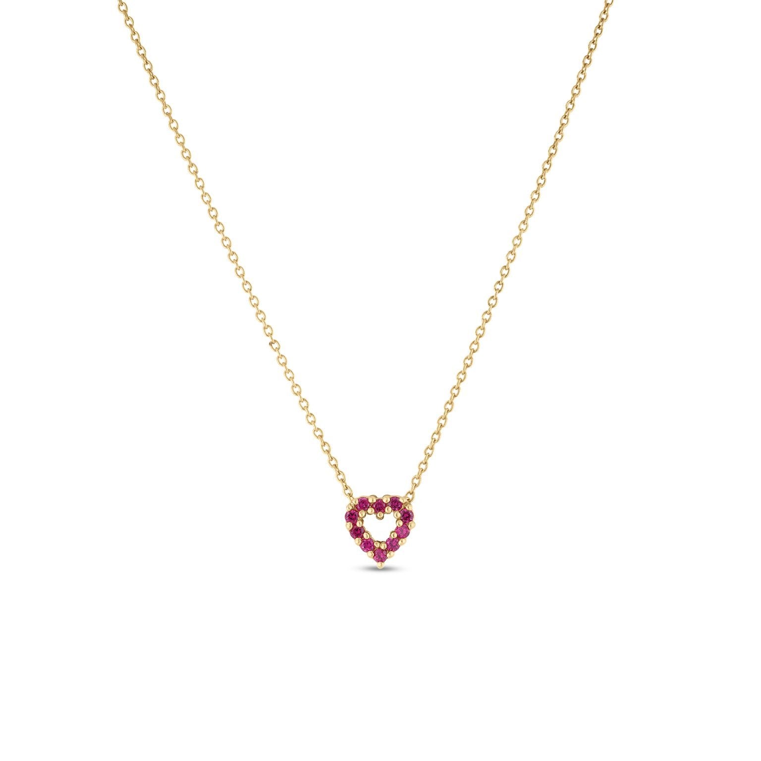 Roberto Coin Diamond & Ruby Reversible Heart Pendant Necklace - 18K Gold Jewelry for Women, Valentine's Gift, Anniversary Present, Romantic Occasions