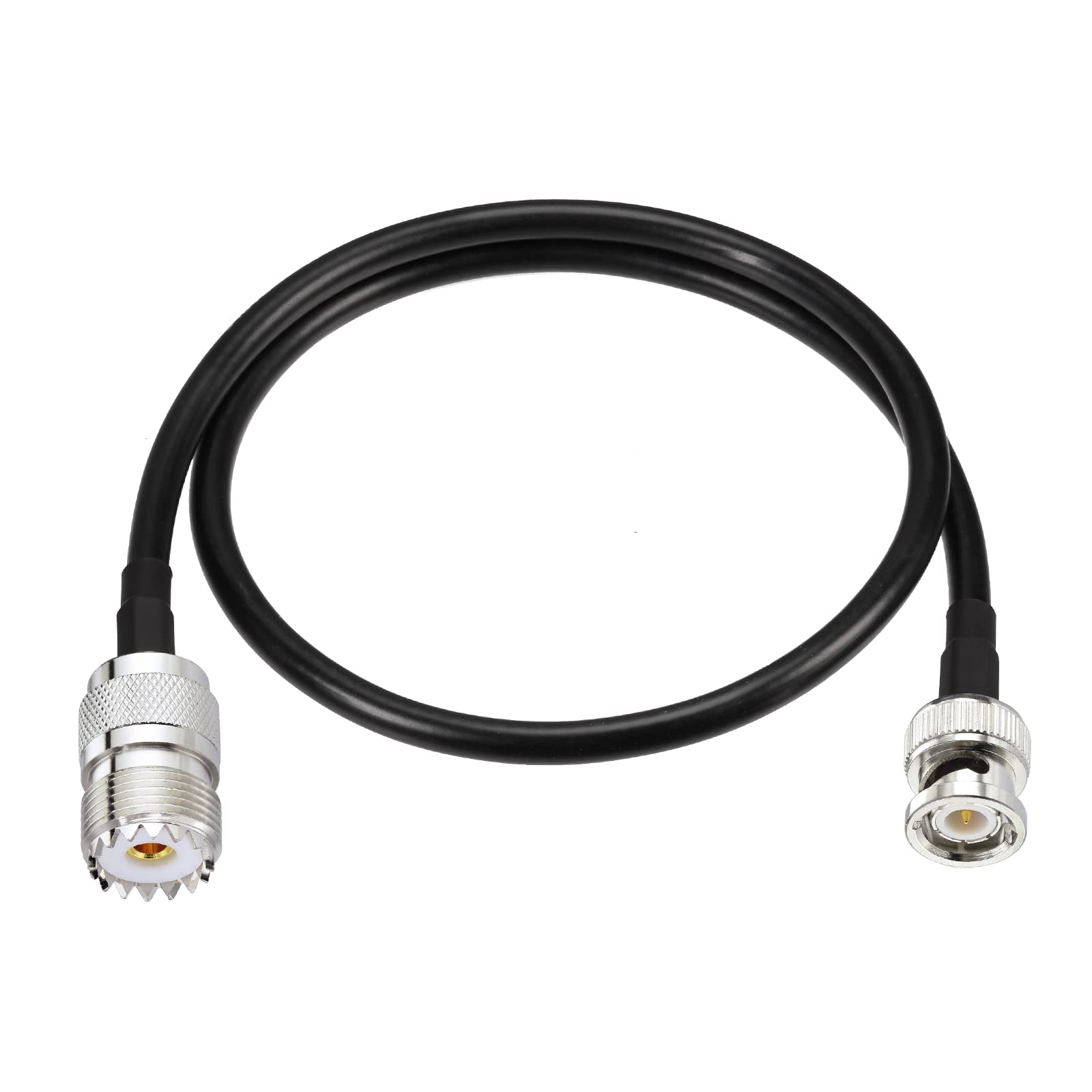 Eightwood UHF Female SO239 to BNC Male Adapter Antenna Jumper Cable RG58 1.6 Feet - Compatible with Handheld CB Radio, Amateur Radio, Ham Radio, Radio Scanner - Perfect for Mobile Communication, Emergency Kits & Outdoor Adventures