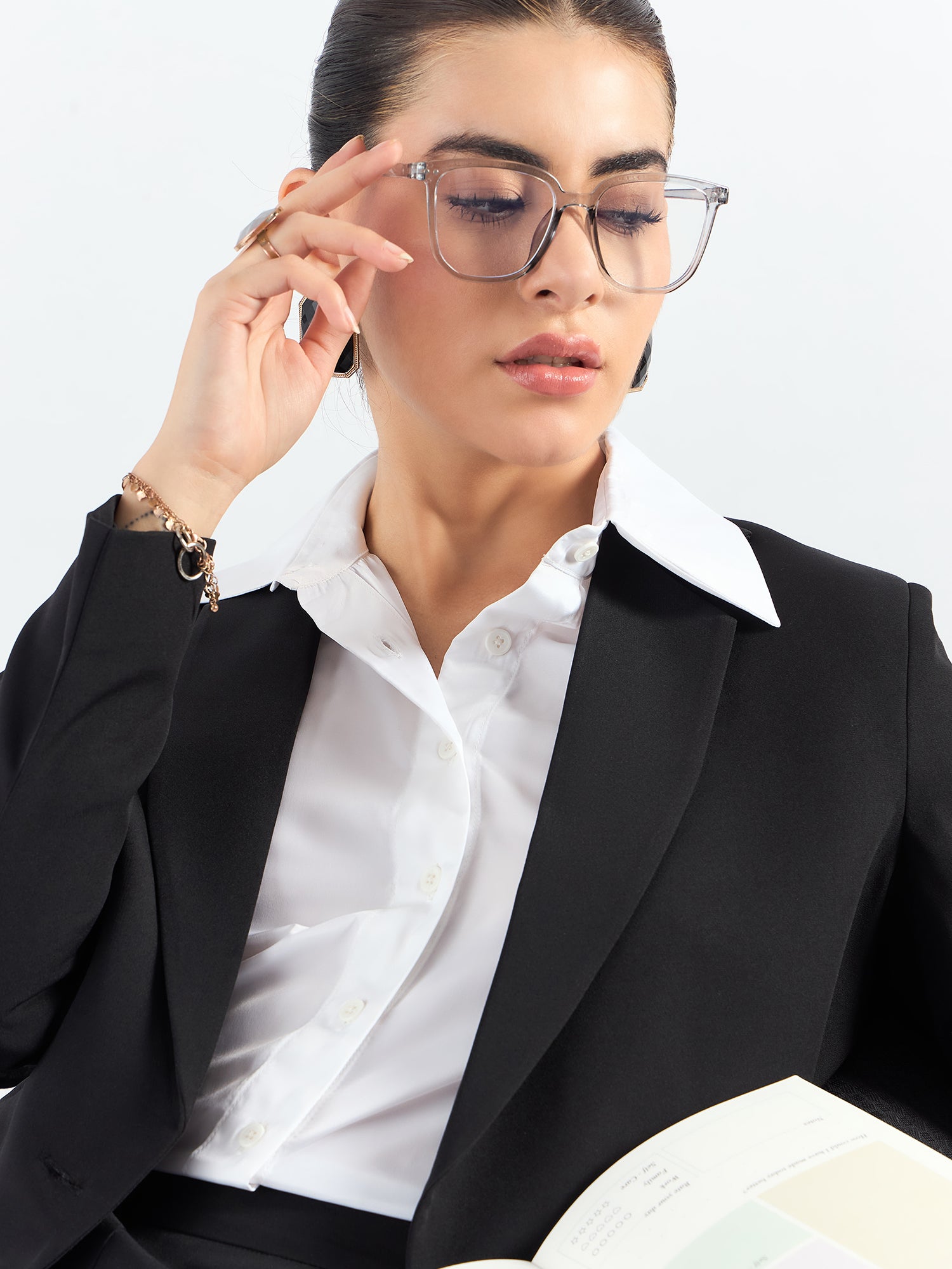 Stylish Black Asymmetric Blazer with Matching Fitted Trousers - Perfect for Office Wear, Business Meetings & Formal Events