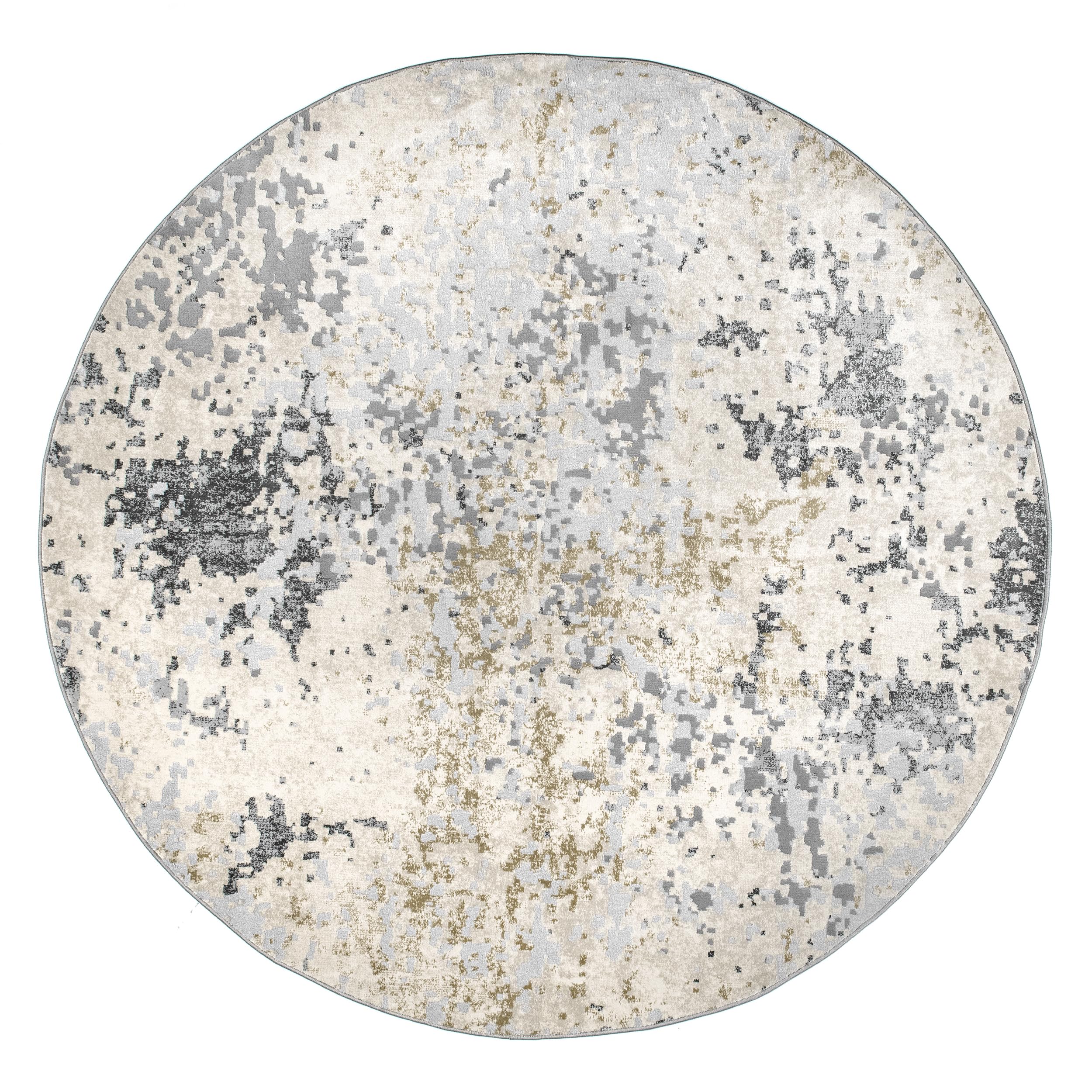 nuLOOM Chastin Modern Abstract Round Area Rug 6' - Contemporary Beige & Grey Rug for Living Room, Bedroom, Dining Room, Kitchen | Soft Floor Covering for Home Decor & Cozy Spaces