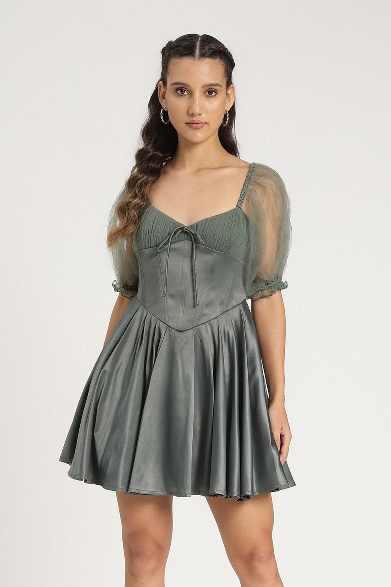 Keila Mini Dress in Green Grey - Stylish & Comfortable Summer Dress for Women | Perfect for Casual Outings, Beach Vacations & Date Nights