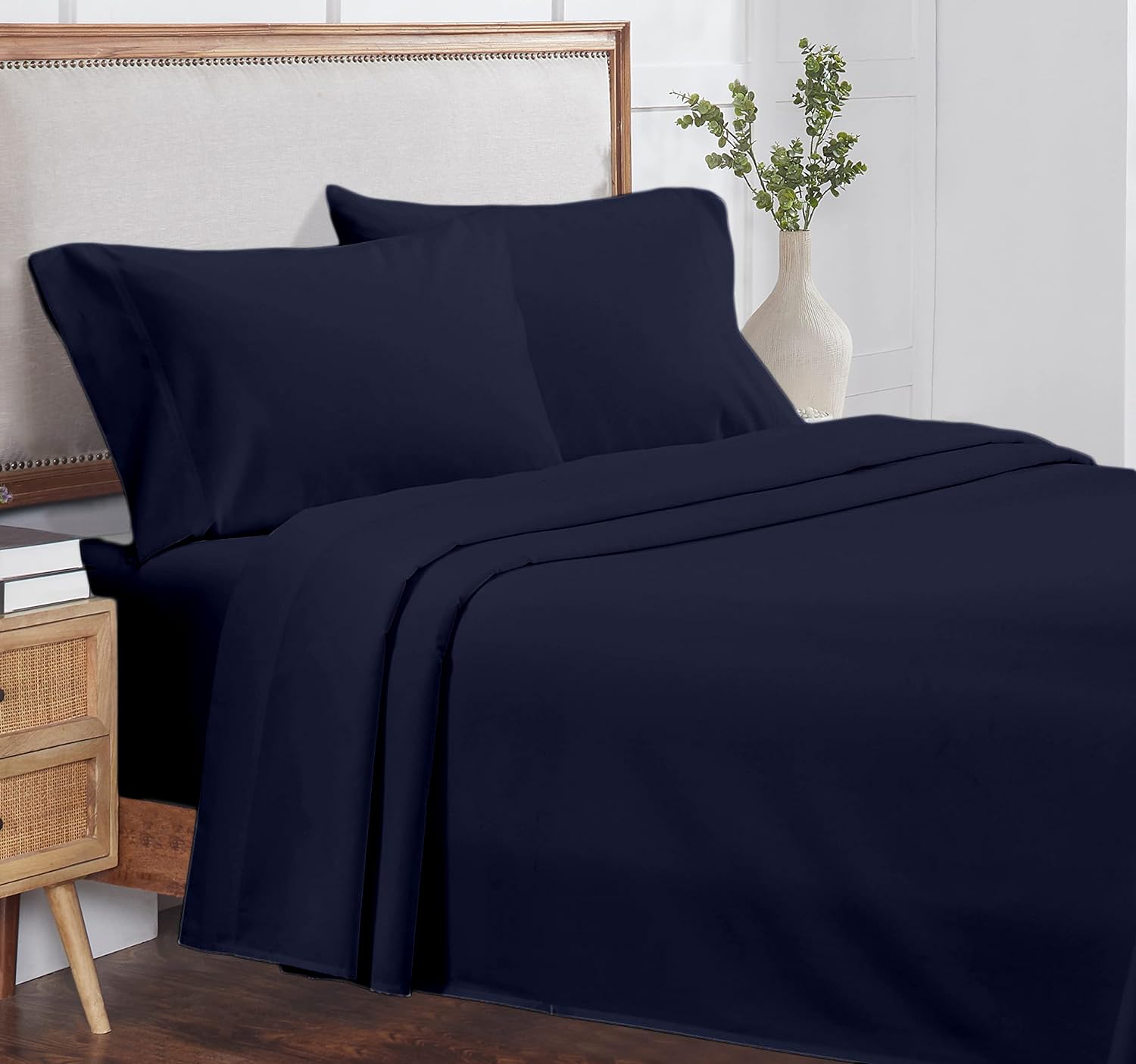 4-Piece Queen Size Sheet Set - 100% Organic Cotton, 800 Thread Count, Soft & Breathable Luxury Bed Sheets with 8-12