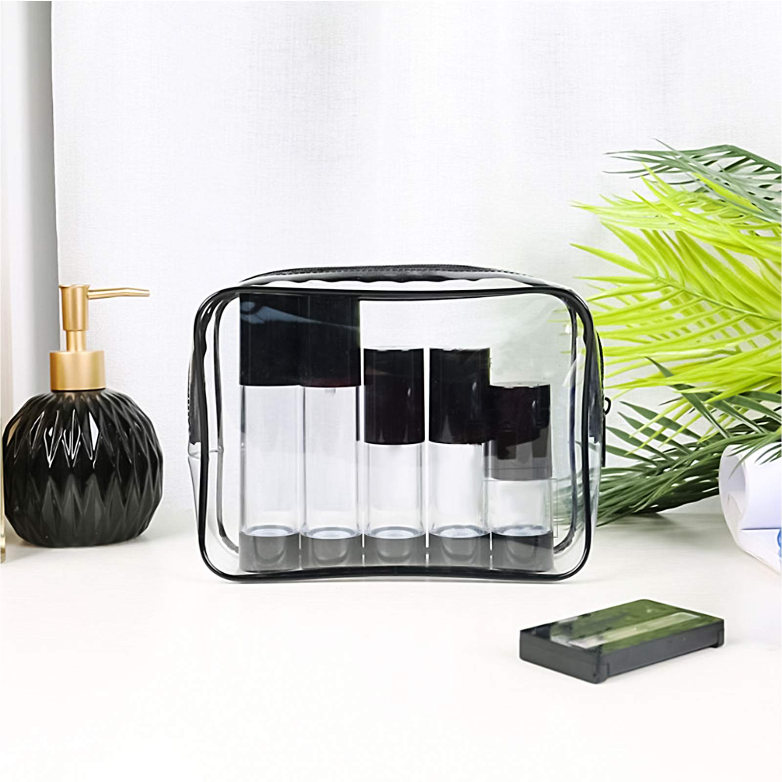Clear Makeup Bags Set of 4 - PVC Zippered Toiletry Pouch, Travel Cosmetic Organizer Case for Women | Waterproof Cosmetic Storage for Vacation, Gym, Bathroom & Travel Essentials Organization