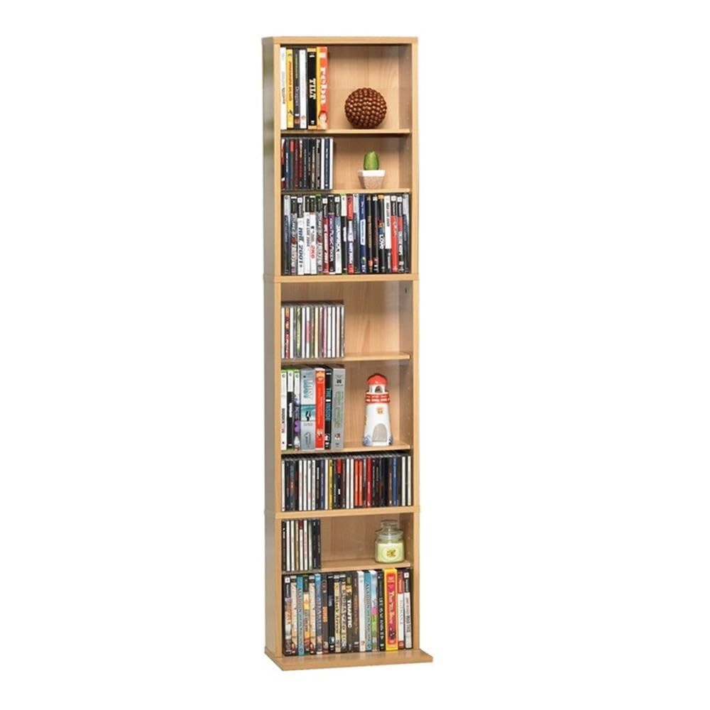 Atlantic 74735728 Summit CD DVD Shelf - Engineered Wood Maple Storage Unit for Media, Collectibles & Home Organization - Perfect for Living Room, Office & Game Room Storage