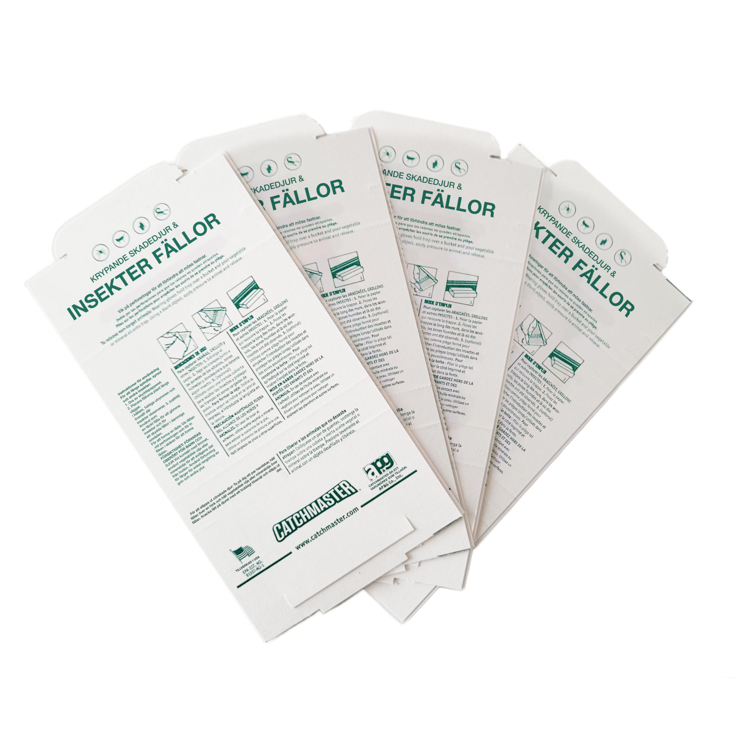 Catchmaster Professional Strength Spider & Insect Glue Traps - 4 Pack | Non-Toxic Pest Control for Home, Kitchen, Basement & Garage | Indoor & Outdoor Use