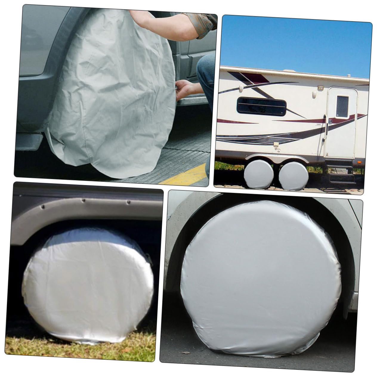 Waterproof Car Tire Covers Set for 27-29 Inch Tires - Heavy Duty UV Protection with Drawstring Closure - Perfect for RV, SUV, and Truck Storage & Travel Protection