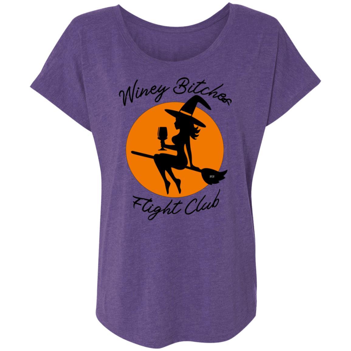 Winey Bitches Flight Club Ladies' Triblend Dolman Sleeve T-Shirt - Soft Comfortable Women's Tee for Casual Wear & Wine Tasting Events