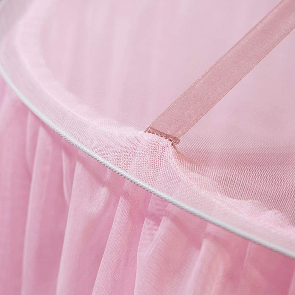 Taidda Princess Bed Canopy Net - 2.1 x 3.8 x 6.09 Ft Breathable Round Lace Bed Curtain in White & Pink | Perfect for Girls' Bedroom Decor, Fairy Tale Theme Parties & Nursery Room Design