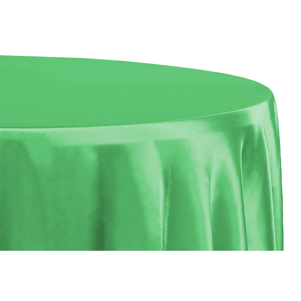 Premium 120-Inch Round Satin Tablecloth in Kelly Green - Elegant Dining & Event Decor for Weddings, Parties, and Special Occasions