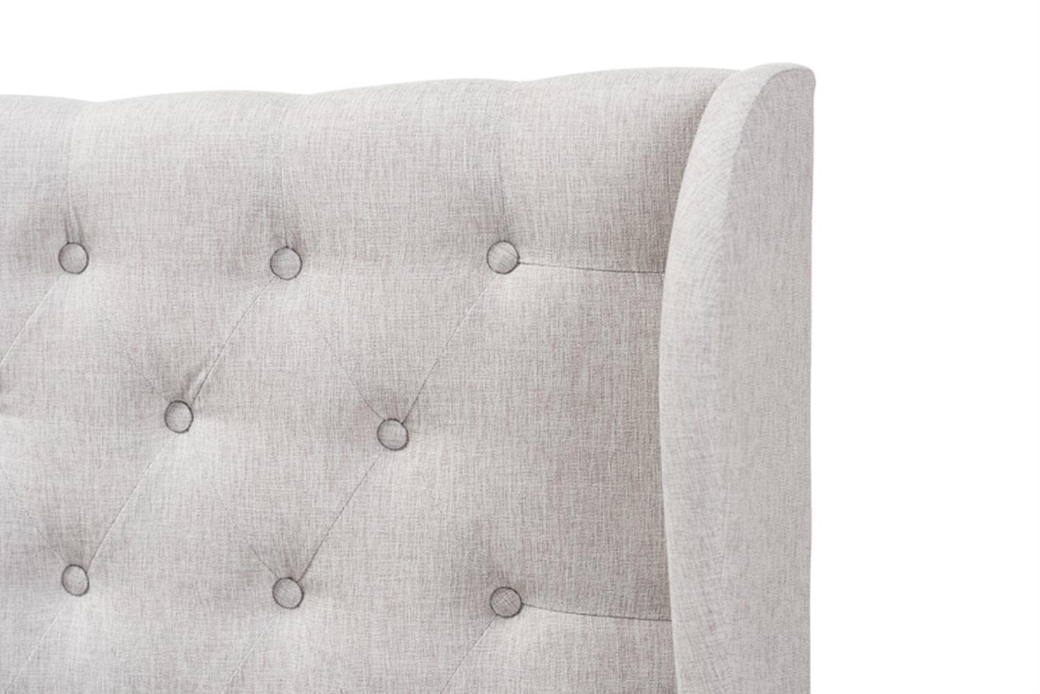 Baxton Studio Cadence Modern Fabric Button-Tufted Winged Headboard - Queen Size, Greyish Beige Upholstered Bed Frame Headboard for Bedroom Decor | Perfect for Master Bedroom, Guest Room & Apartment
