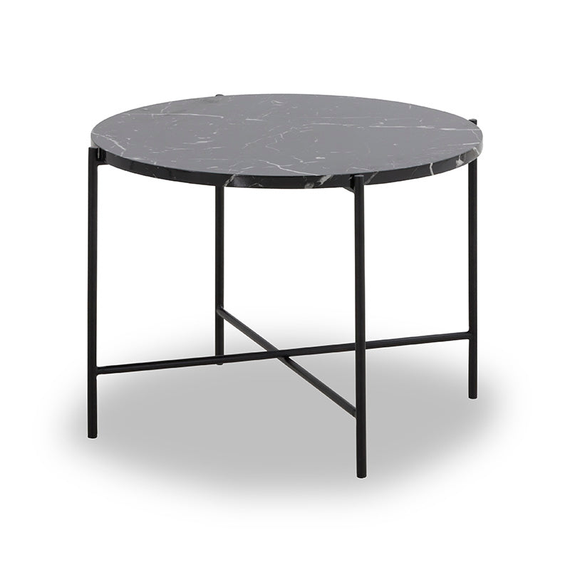 JADEN Large Side Table - 60cm Modern End Table in Black & White for Living Room, Bedroom & Office Decor