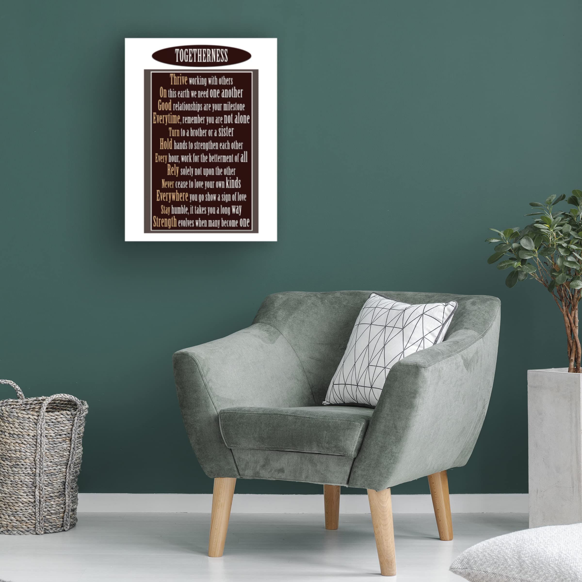 Trademark Fine Art 'Togetherness Word Art' Canvas Print by Richard Homawoo - Inspirational Home Decor for Living Room, Bedroom & Office