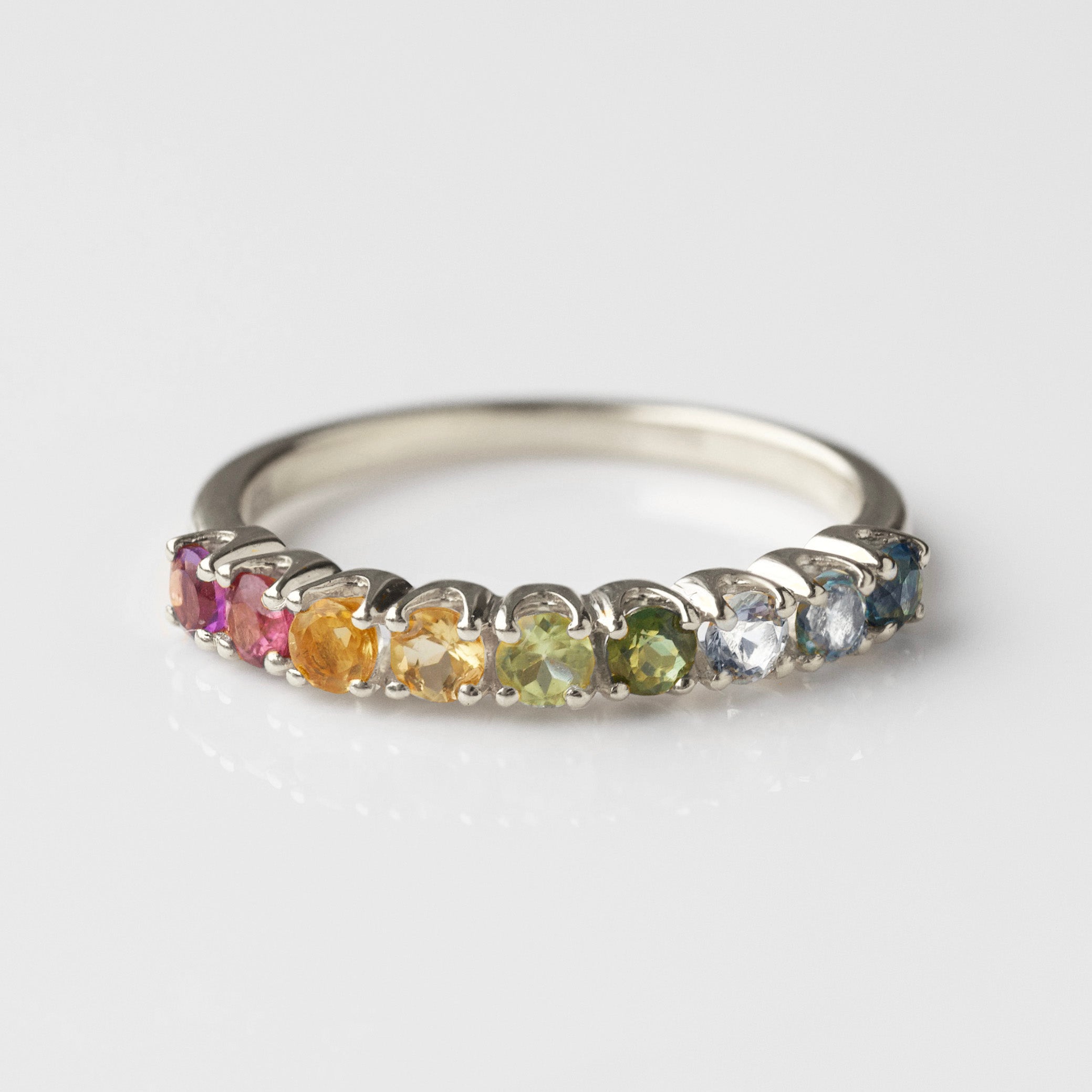 Louise Thompson Lucky Over The Rainbow Eternity Ring - Sterling Silver Stackable Band for Women | Perfect for Anniversary Gifts, Wedding Bands & Everyday Jewelry