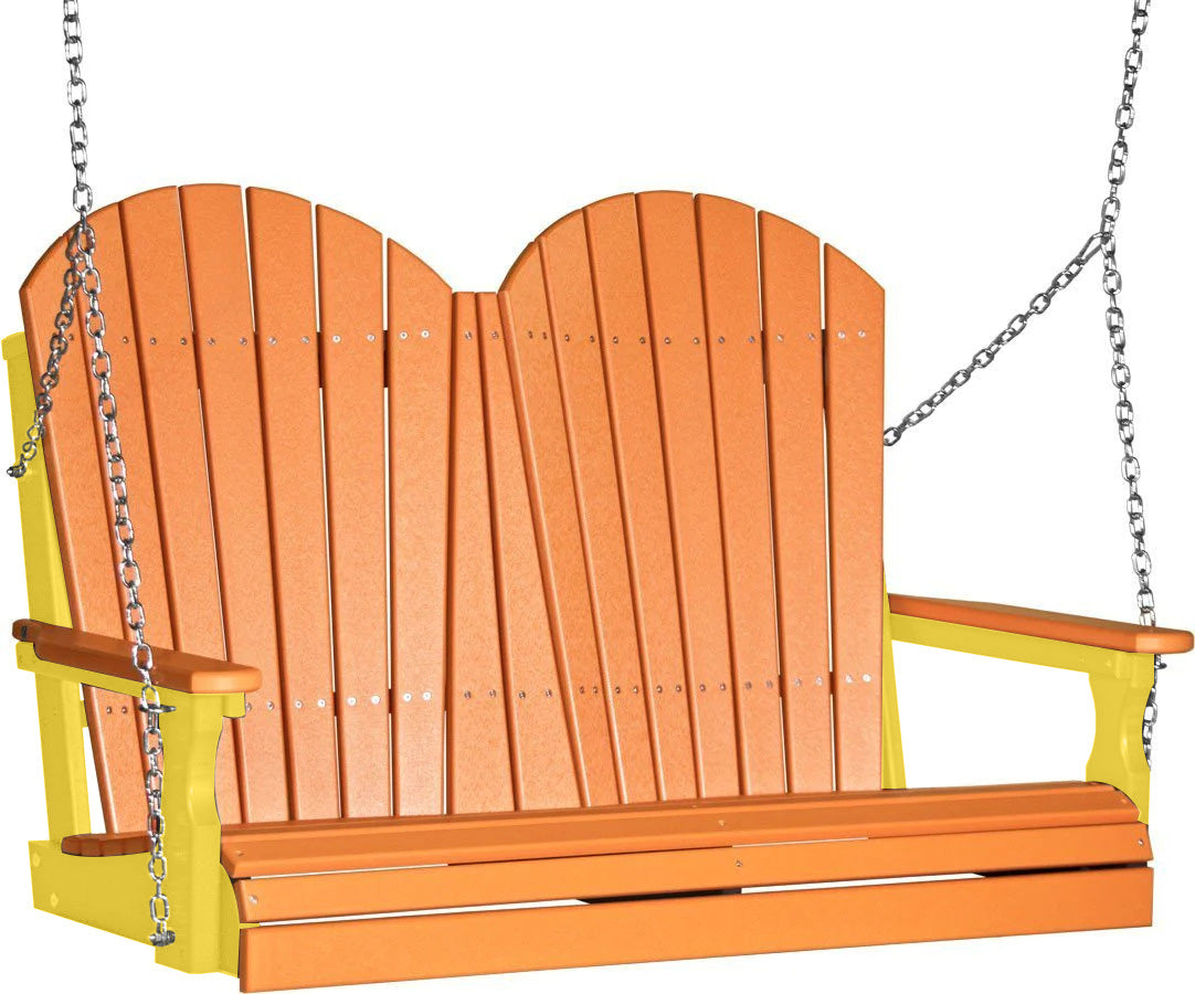 LuxCraft Tangerine Adirondack 4ft Porch Swing - Eco-Friendly Recycled Plastic Outdoor Furniture for Patio, Garden & Backyard Relaxation