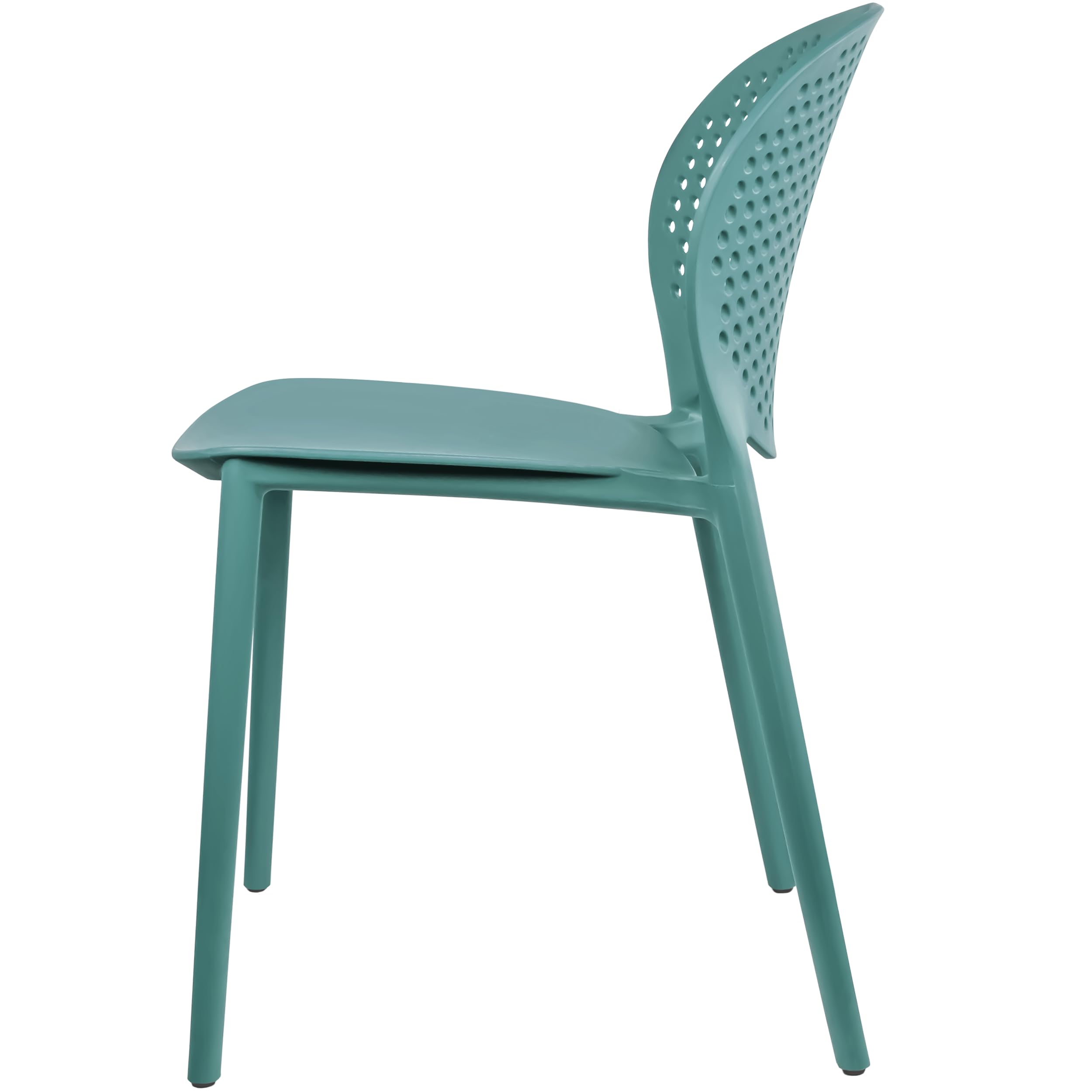 2xhome Set of 4 Modern Stackable Patio Chairs - Indoor/Outdoor Dining Side Chairs for Pool, Kitchen, Living Room & Restaurant - Teal Blue - Perfect for Backyard BBQs, Pool Parties & Outdoor Dining