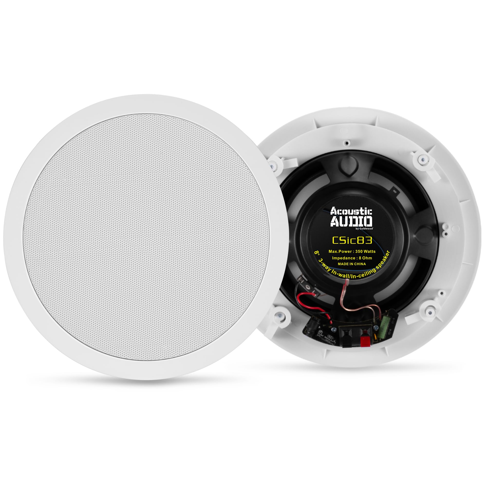 Acoustic Audio CS-IC83 8-Inch In-Ceiling Speakers (2 Pair Pack) - 3-Way Home Theater System with 1400W Power - Perfect for Surround Sound & Whole House Audio Installation