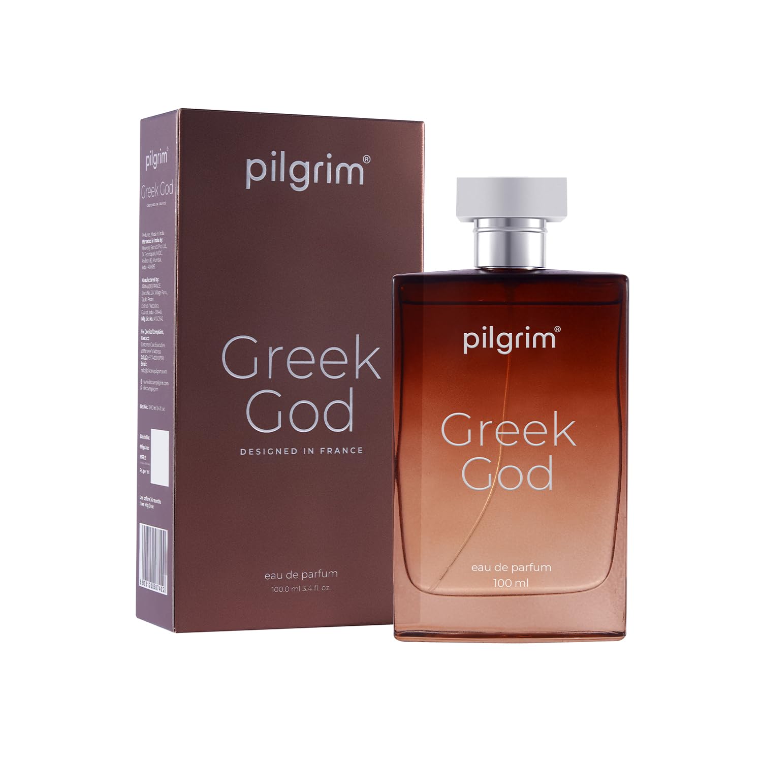 Premium Pilgrim Greek God Cologne for Men - Smoky Cedarwood & Sandalwood Eau de Parfum | Long-Lasting Fragrance | French-Designed Luxury Scent | 100ml Spray Bottle | Perfect for Date Nights, Office Wear & Special Occasions