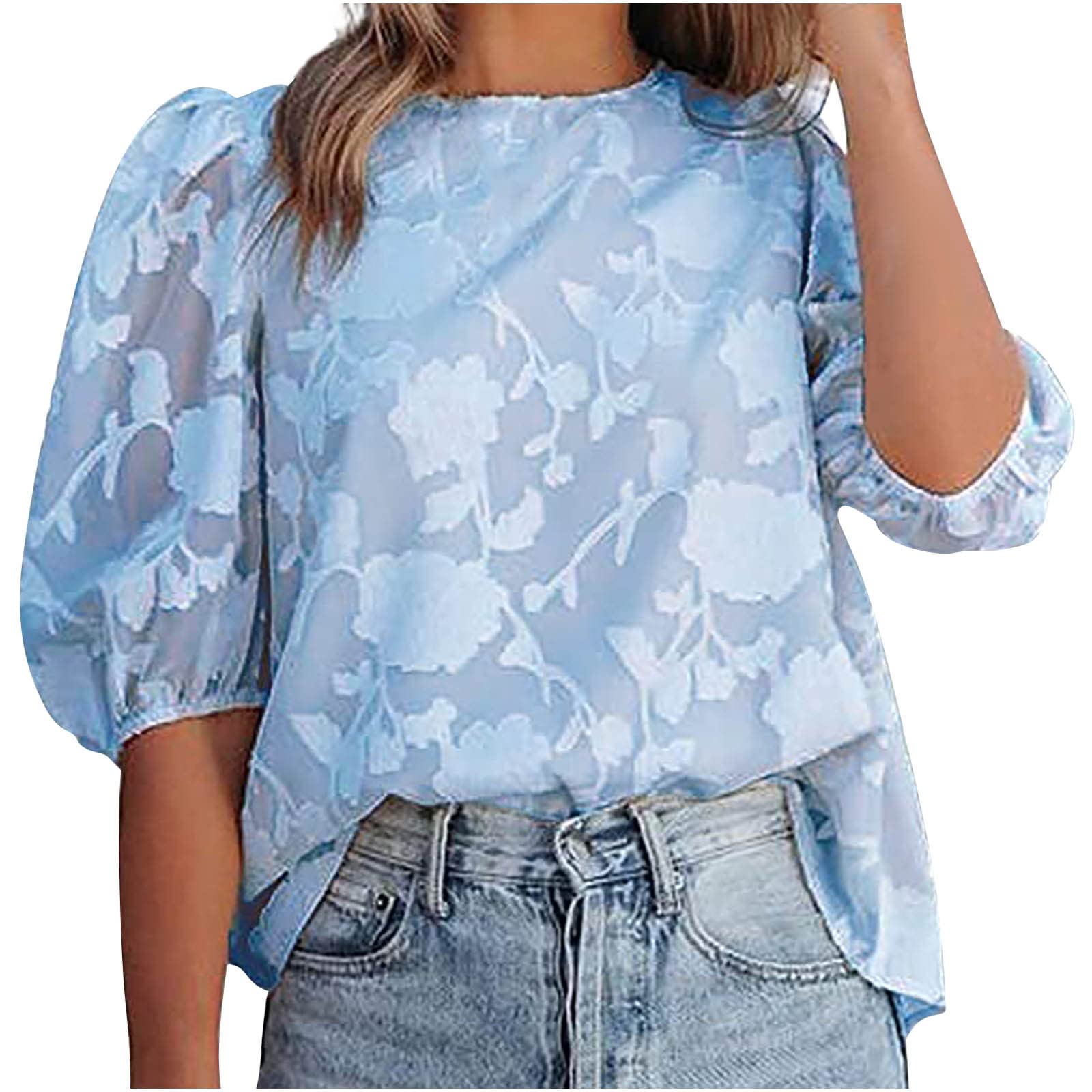 Women's Chiffon Short Sleeve Crewneck Tops - Solid Color Casual Blouse for Summer & Fall | Trendy Ladies T-Shirt for Work, Date Night & Everyday Wear