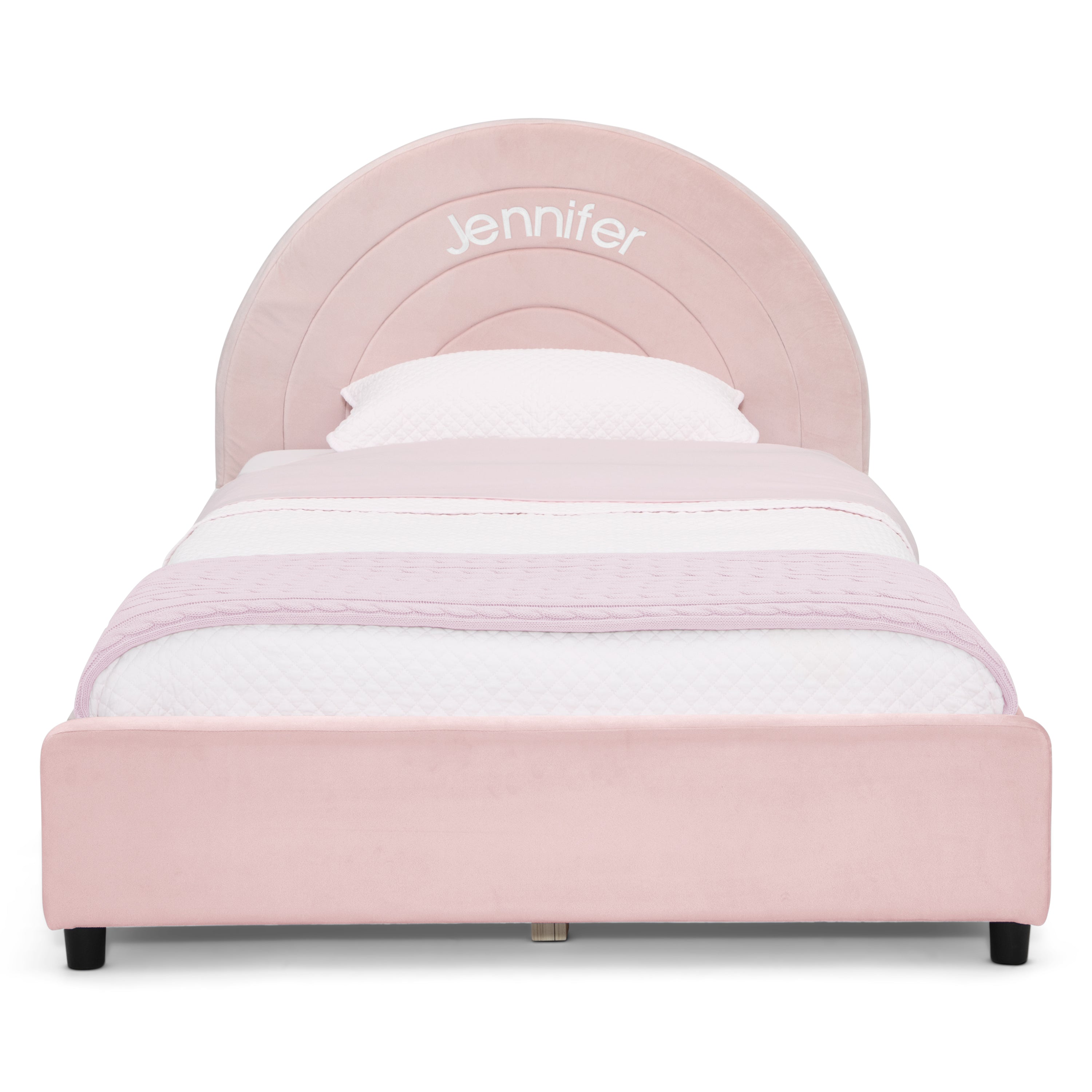 Custom Upholstered Twin Size Bed with Round Headboard - Soft Fabric Platform Bed Frame for Kids, Teens & Guest Rooms - Perfect for Small Bedrooms & Cozy Spaces
