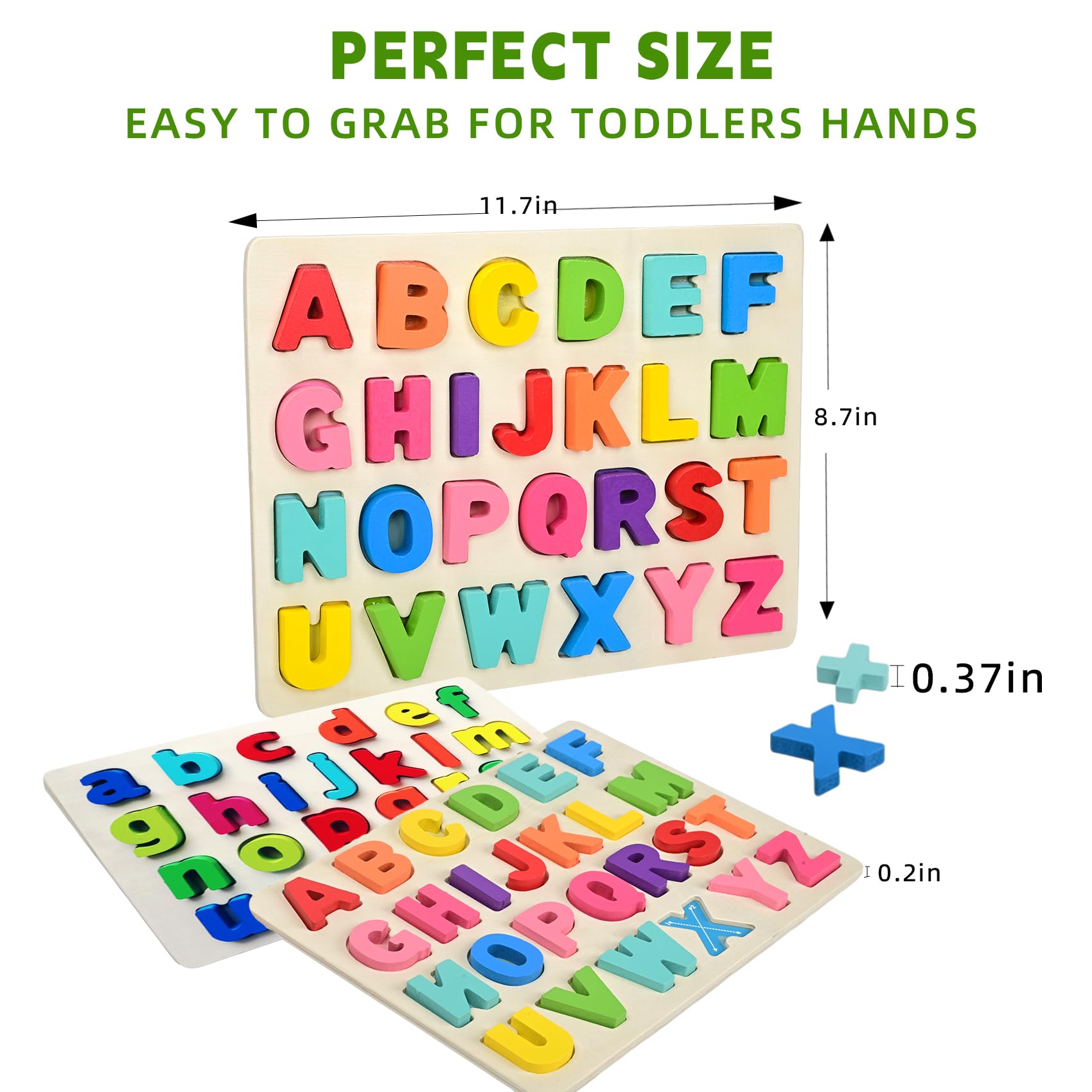 Wooden ABC Alphabet Puzzle for Toddlers 1-5 Years - Uppercase & Lowercase Letters Learning Toy, 2-in-1 Educational Wooden Puzzle for Boys & Girls - Perfect for Preschool Learning, Montessori Classroom & Homeschooling Activities