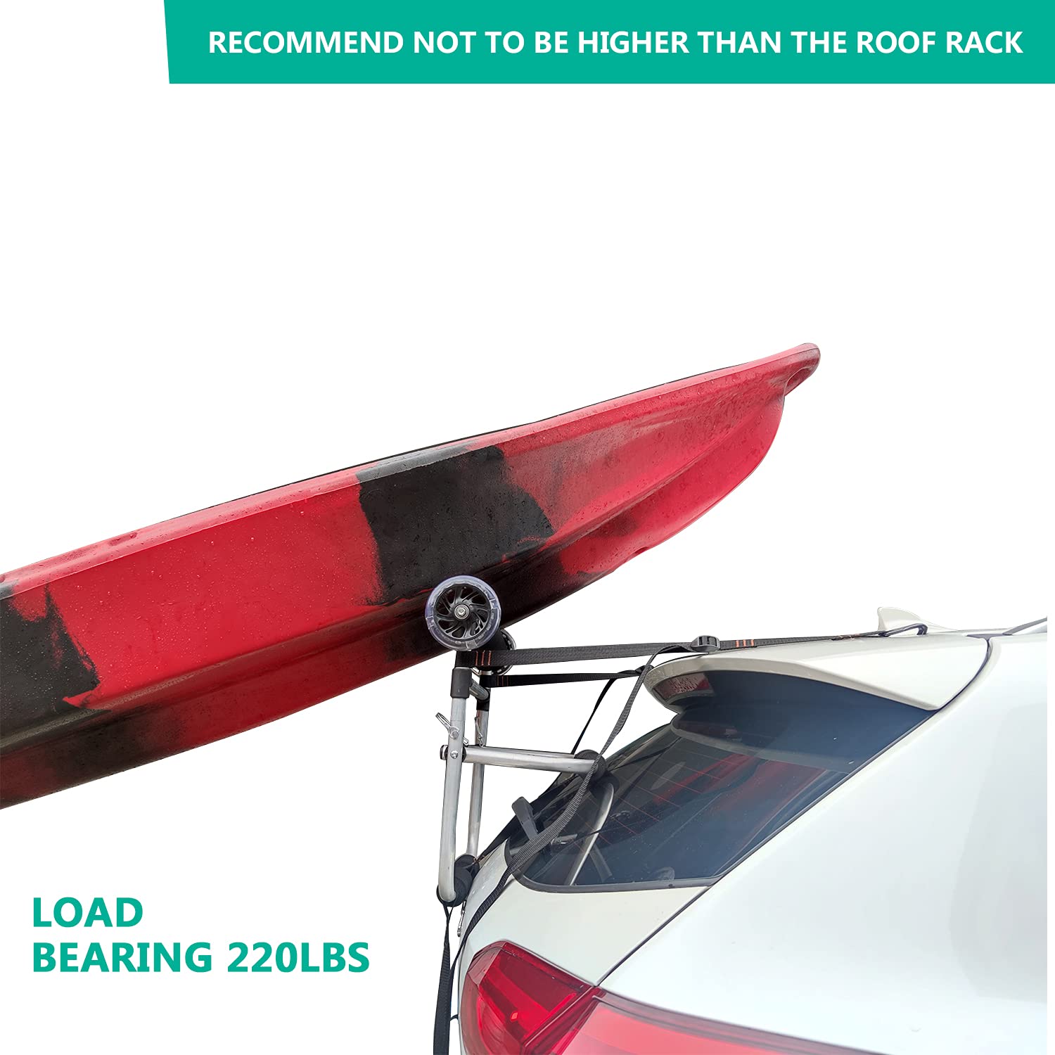 **Kayak Roller for Car Roof - Adjustable Load Assist with Anti-Slip Design, Fits Kayaks & Canoes up to 220lbs, Easy Mounting on Crossbars, Roof Racks or Pads - Perfect for Safe and Effortless Watercraft Loading**