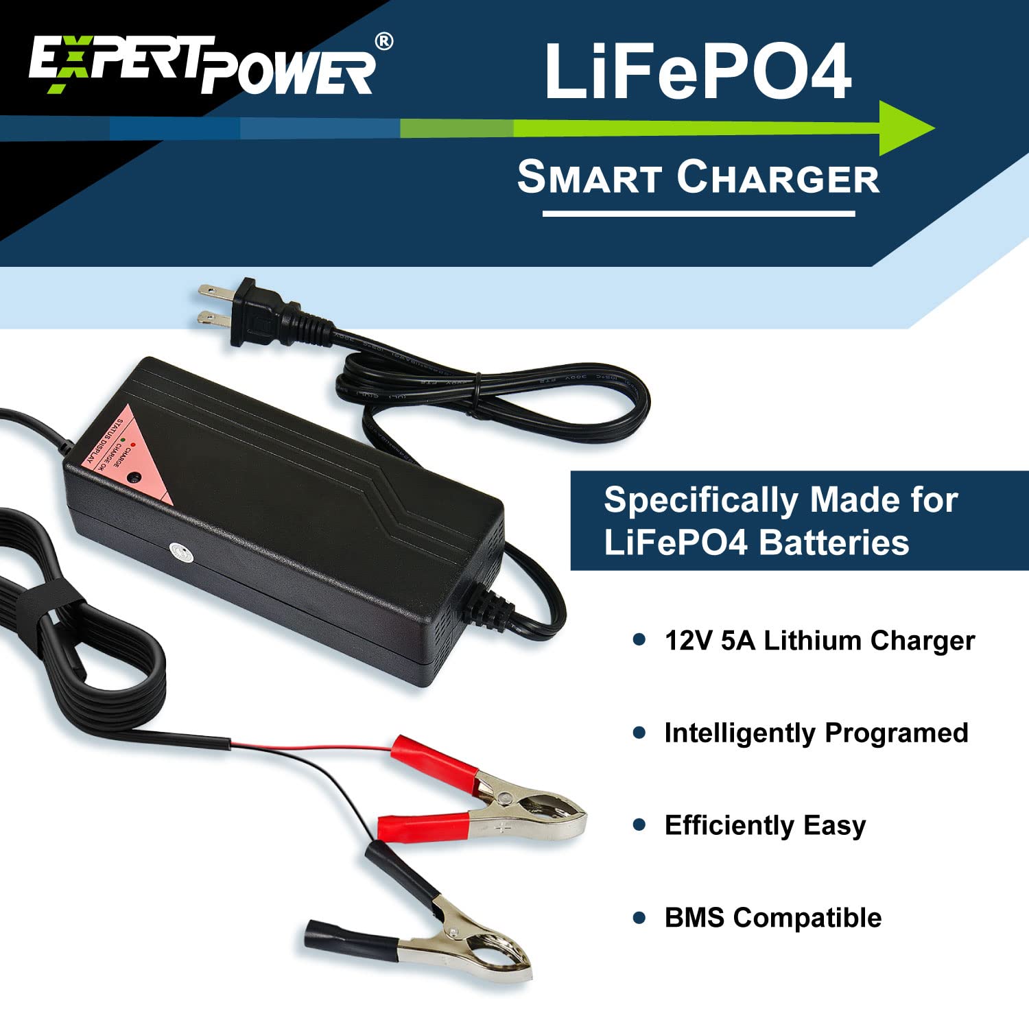 ECI Power 12V 20Ah Lithium LiFePO4 Battery with 12V 5A Charger Bundle - Rechargeable Deep Cycle Battery for RV, Solar, Marine, Trolling Motor & Off-Grid Power Applications