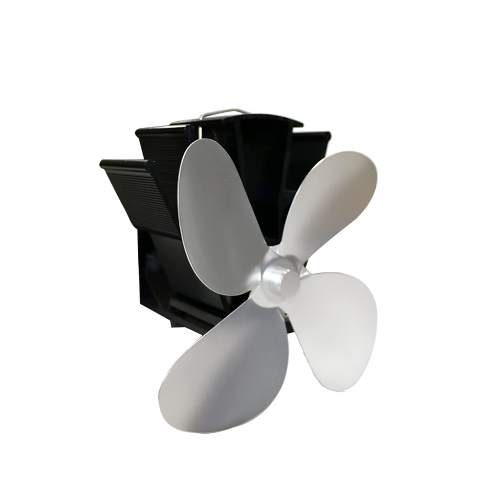 4-Blade Heat Powered Stove Fan - Silent Operation, Eco-Friendly Fireplace Fan for Wood Burning Stoves - Energy Efficient Top Fan for Chimney & Log Burner (Silver) - Perfect for Home Heating & Cozy Winter Nights