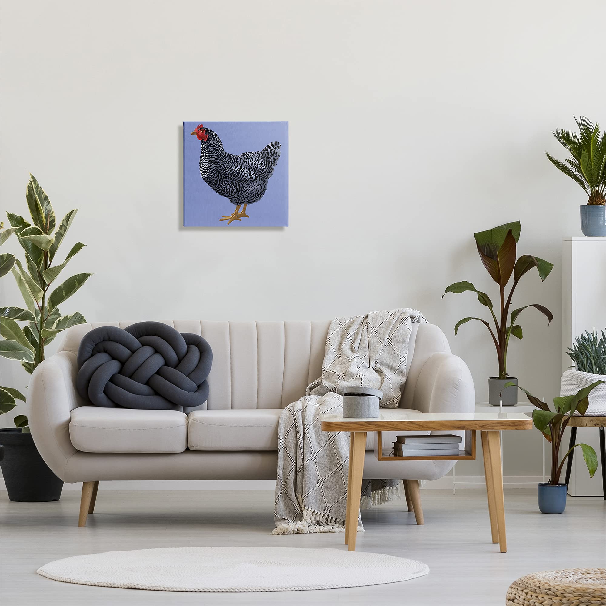 Stupell Industries Striped Farm Chicken Over Purple Smiling Bird Canvas Wall Art - 17