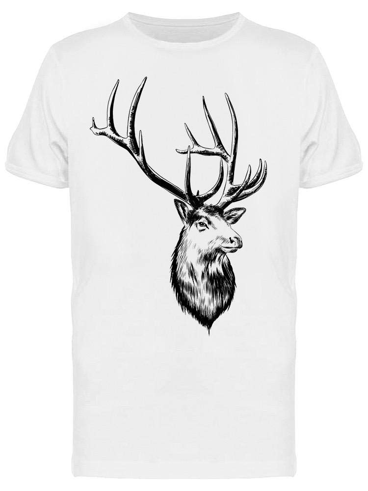 Hand Drawn Deer Sketch T-Shirt for Men - Casual Graphic Tee for Outdoor Activities & Streetwear Fashion