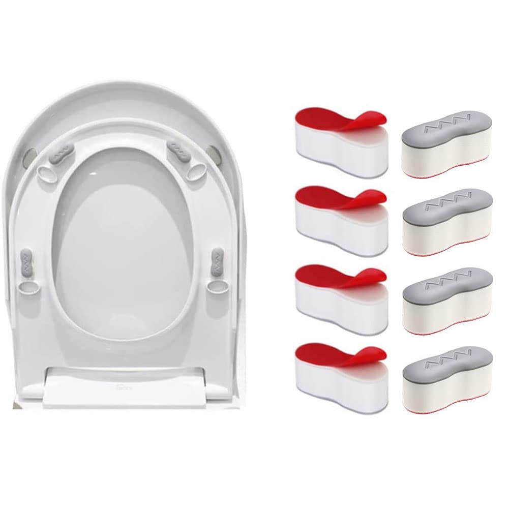 8-Piece Universal Bidet Toilet Seat Bumpers - Height Increasing Pads with Strong Adhesive Rubber for Home, Hotel, Hospital & School Use - Perfect for Toilet Seat Replacement and Comfort Enhancement