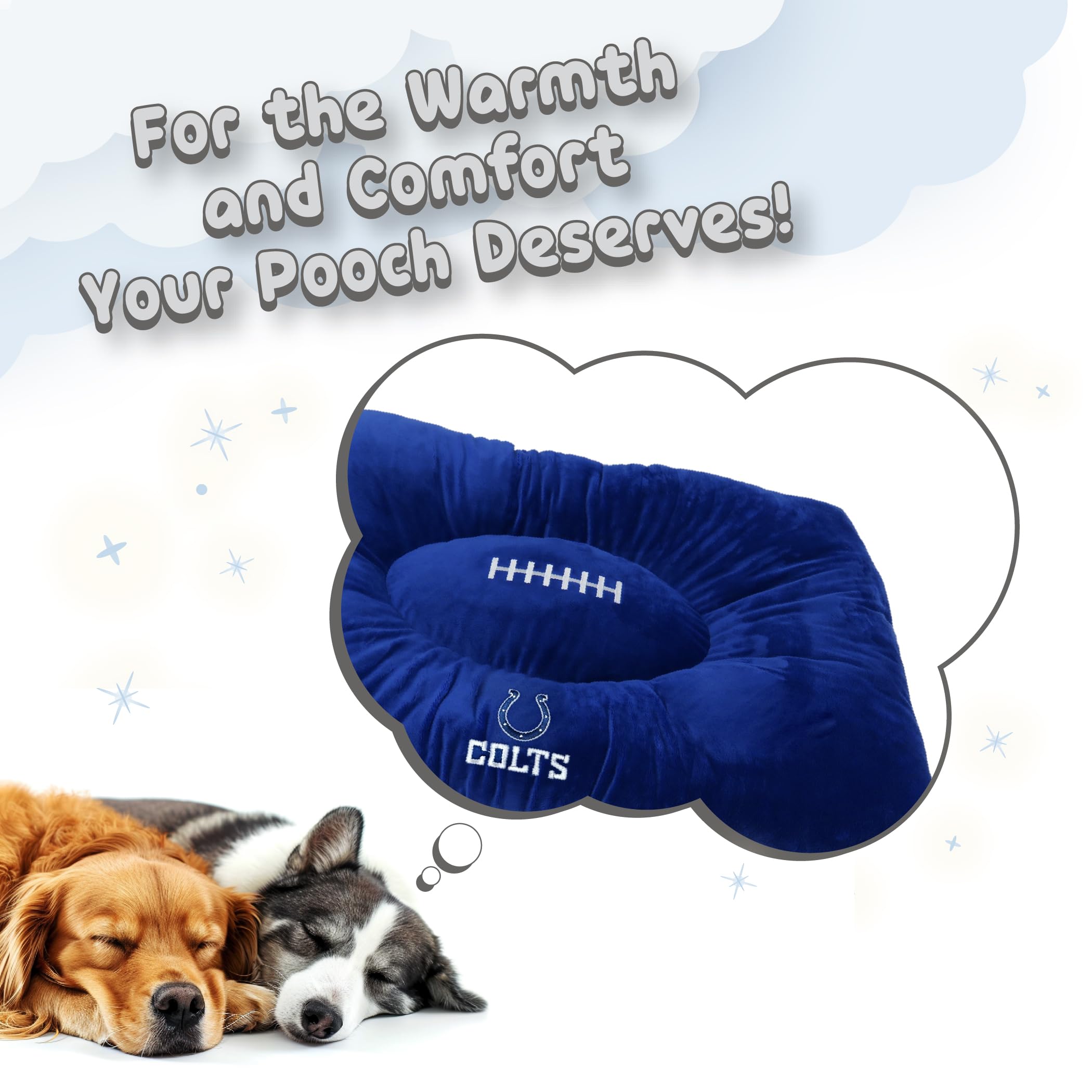 **NFL Indianapolis Colts Pet Bed - Soft & Cozy Plush Pillow Dog Bed for Cats & Small Dogs - Football-Themed Pet Mattress for Cuddling & Warmth - Perfect for Game Day & Home Comfort**