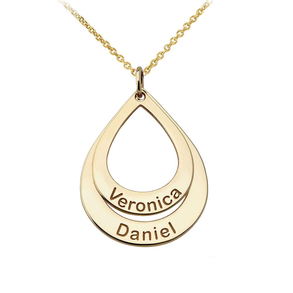 10K Yellow Gold Personalized Name Necklace - Custom Engraved Drop Pendant Jewelry for Women - Perfect Gift for Birthday, Anniversary & Special Occasions