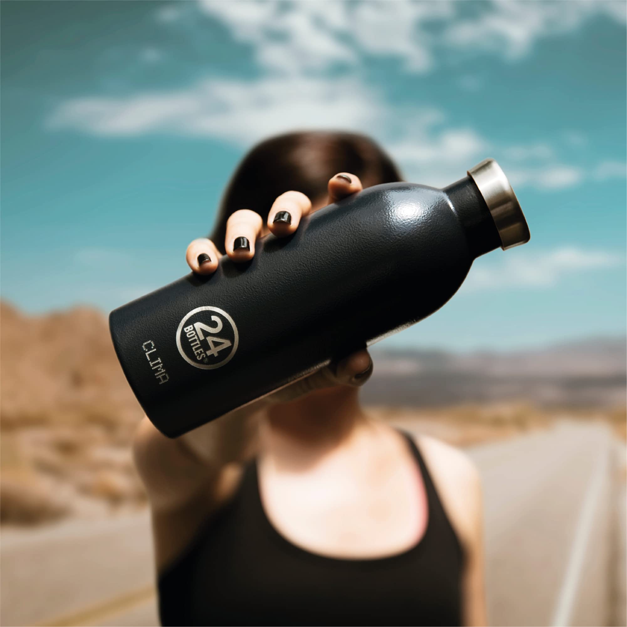 24Bottles Clima Insulated Water Bottle - 330ml/500ml/850ml Stainless Steel Thermos Flask, Double Wall Vacuum Insulation Keeps Drinks Hot/Cold for 24 Hours - Perfect for Hiking, Gym, Office & Travel