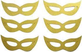 Golden Masquerade Paper Eye Mask Set - 6PC Elegant Costume Accessories for Halloween, Mardi Gras, Parties & Cosplay (Kids & Adults)