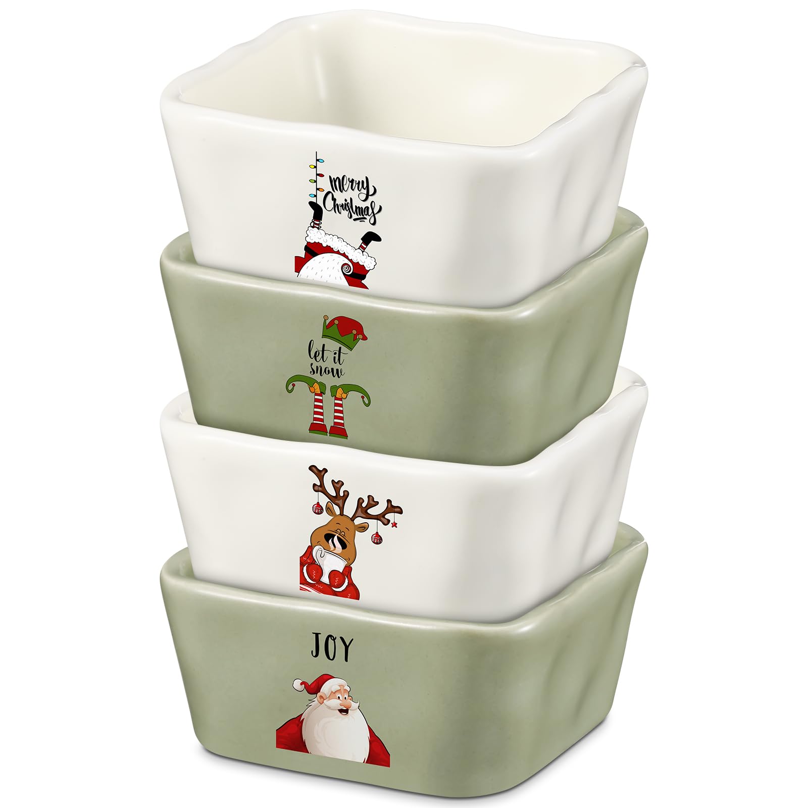 4-Piece Christmas Bowls Set - 3.5 x 1.6 Inch Festive Serving Dishes for Holiday Parties, Christmas Dips, Candy & Appetizers - Durable & Adorable Tableware for Christmas Entertaining & Home Decor